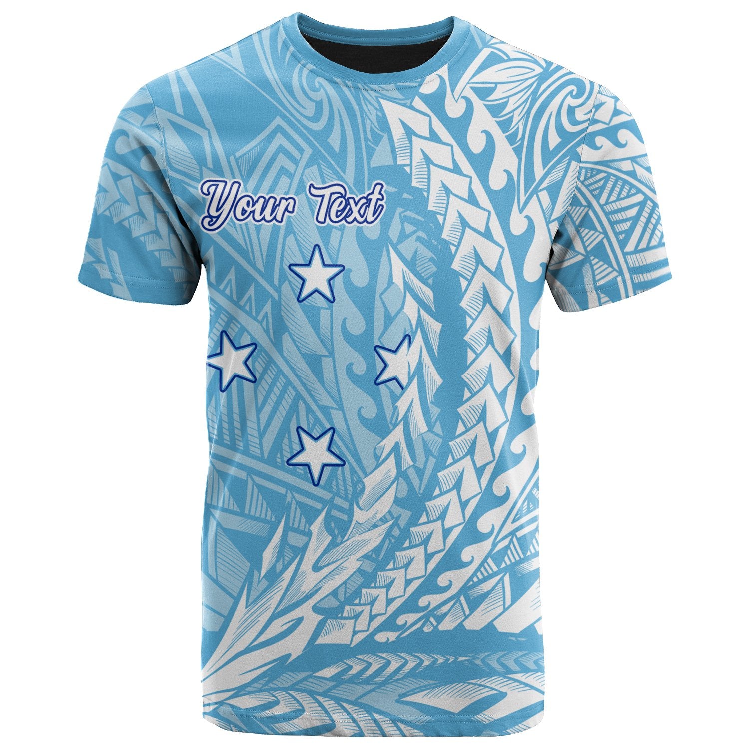 Federated States of Micronesia T Shirt Custom Wings Style Flag Color Unisex Blue - Polynesian Pride