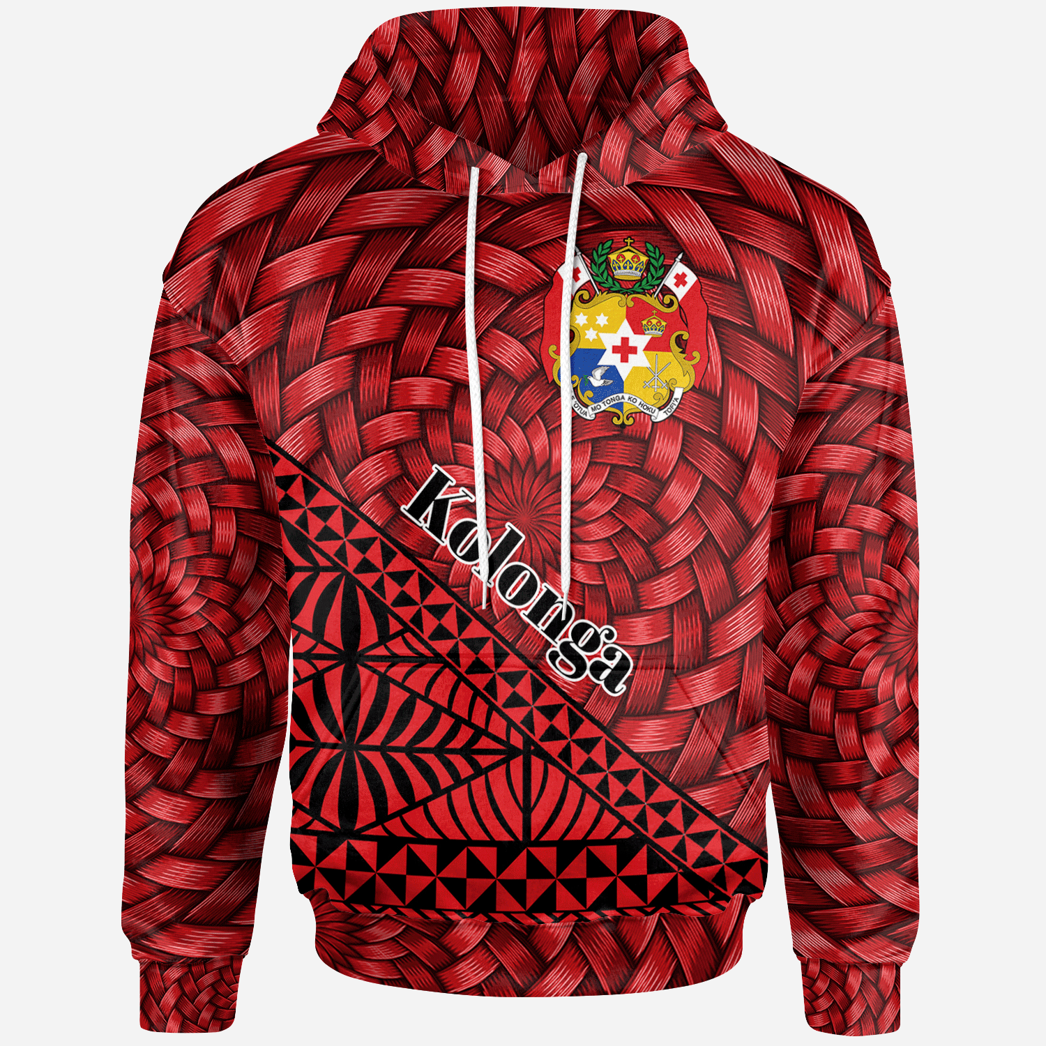 Tonga Hoodie Kolonga Tapa Patterns With Bamboo Unisex Red - Polynesian Pride