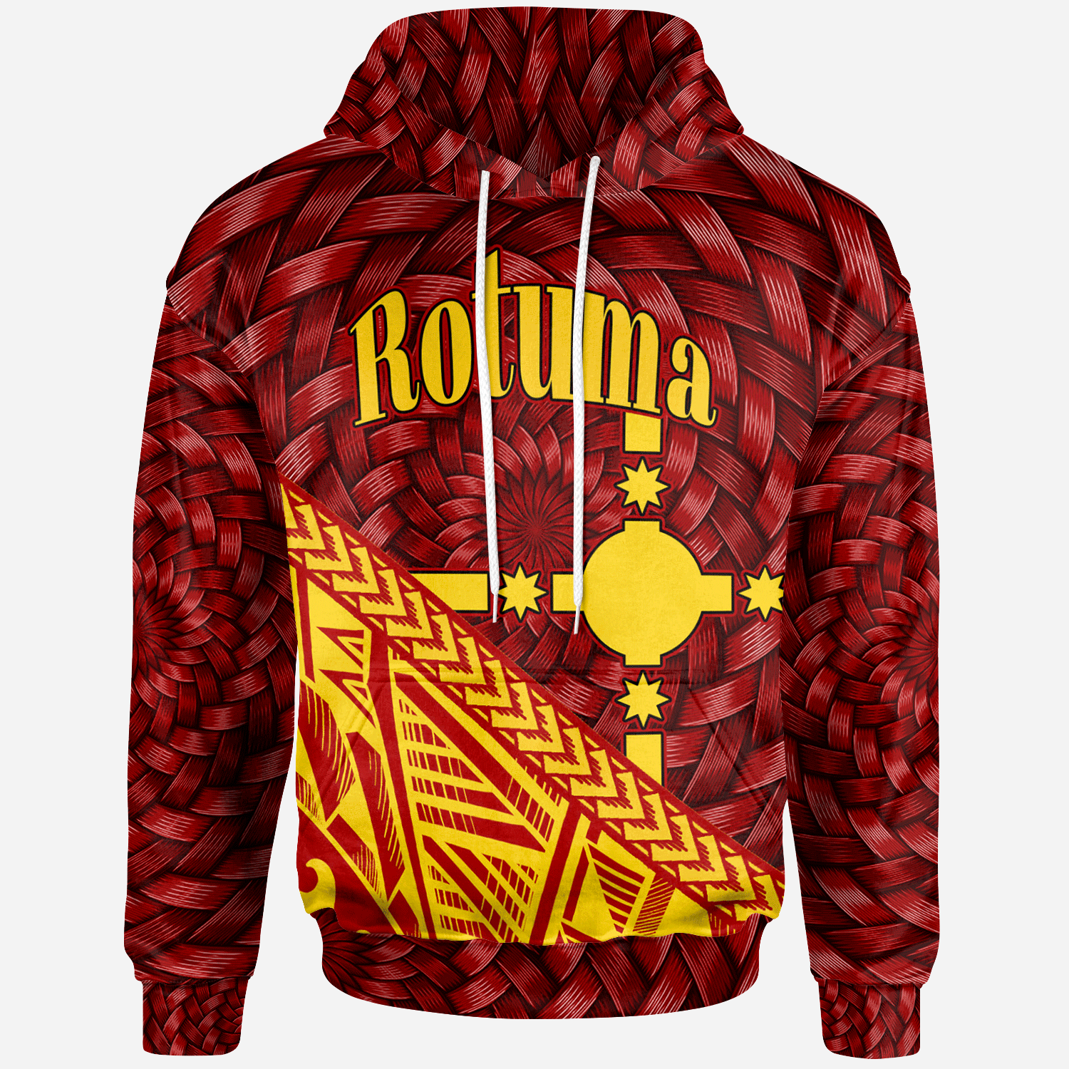 Rotuma Hoodie Tapa Patterns With Bamboo Unisex Red - Polynesian Pride