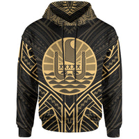 French Polynesia Hoodie French Polynesia Seal Gold Tribal Patterns Unisex White - Polynesian Pride