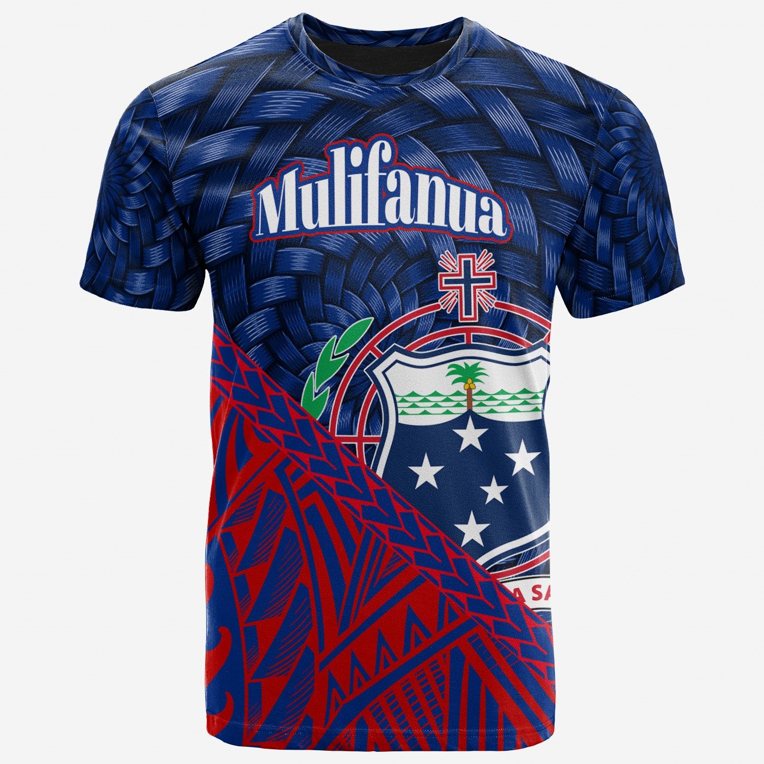 Samoa T Shirt Mulifanua Polynesian Patterns With Bamboo Unisex Blue - Polynesian Pride