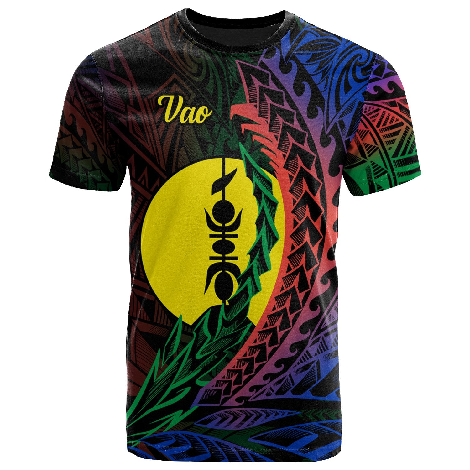 New Caledonia T Shirt Vao Wings Style Flag Color Unisex Black - Polynesian Pride