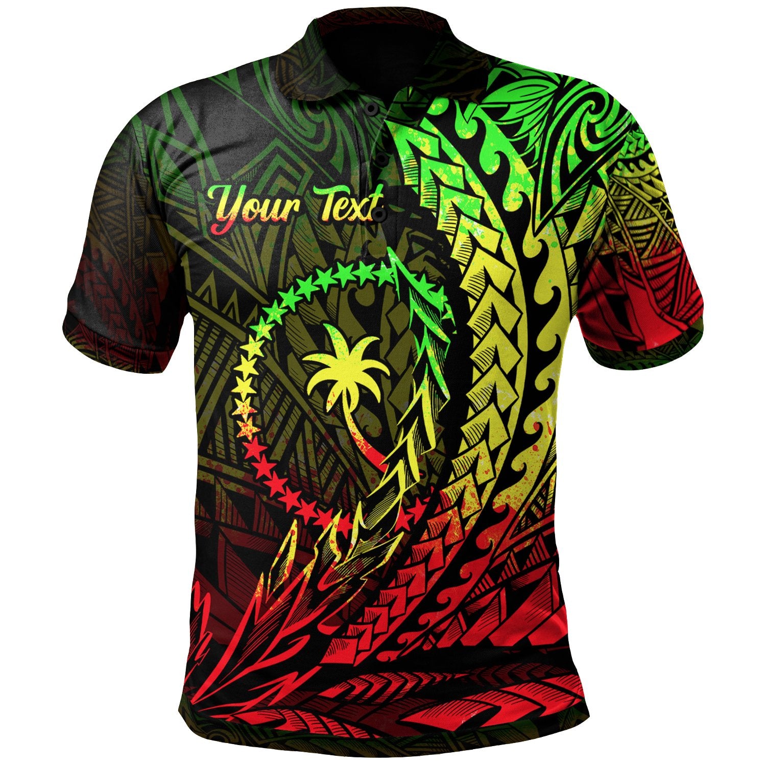 Chuuk State Polo Shirt Reggae Custom Wings Style Unisex Black - Polynesian Pride