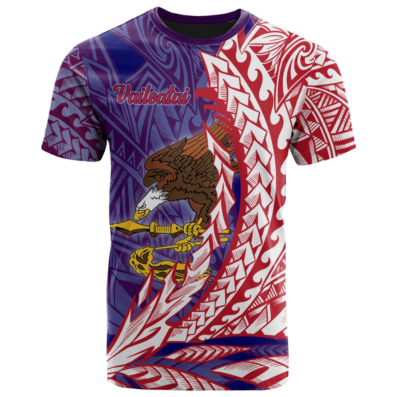 American Samoa T Shirt Vailoatai Wings Style Unisex Blue - Polynesian Pride