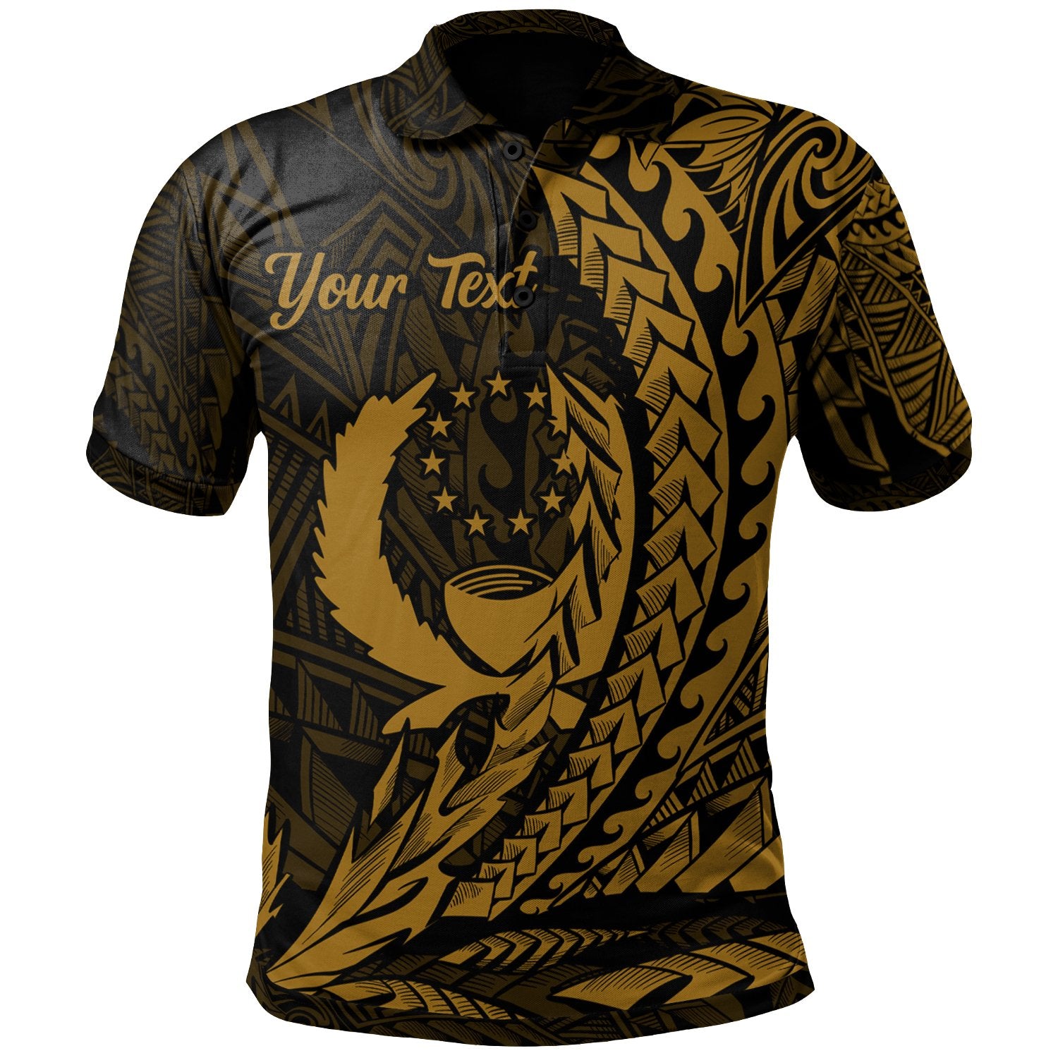 Pohnpei State Polo Shirt Gold Custom Wings Style Unisex Black - Polynesian Pride