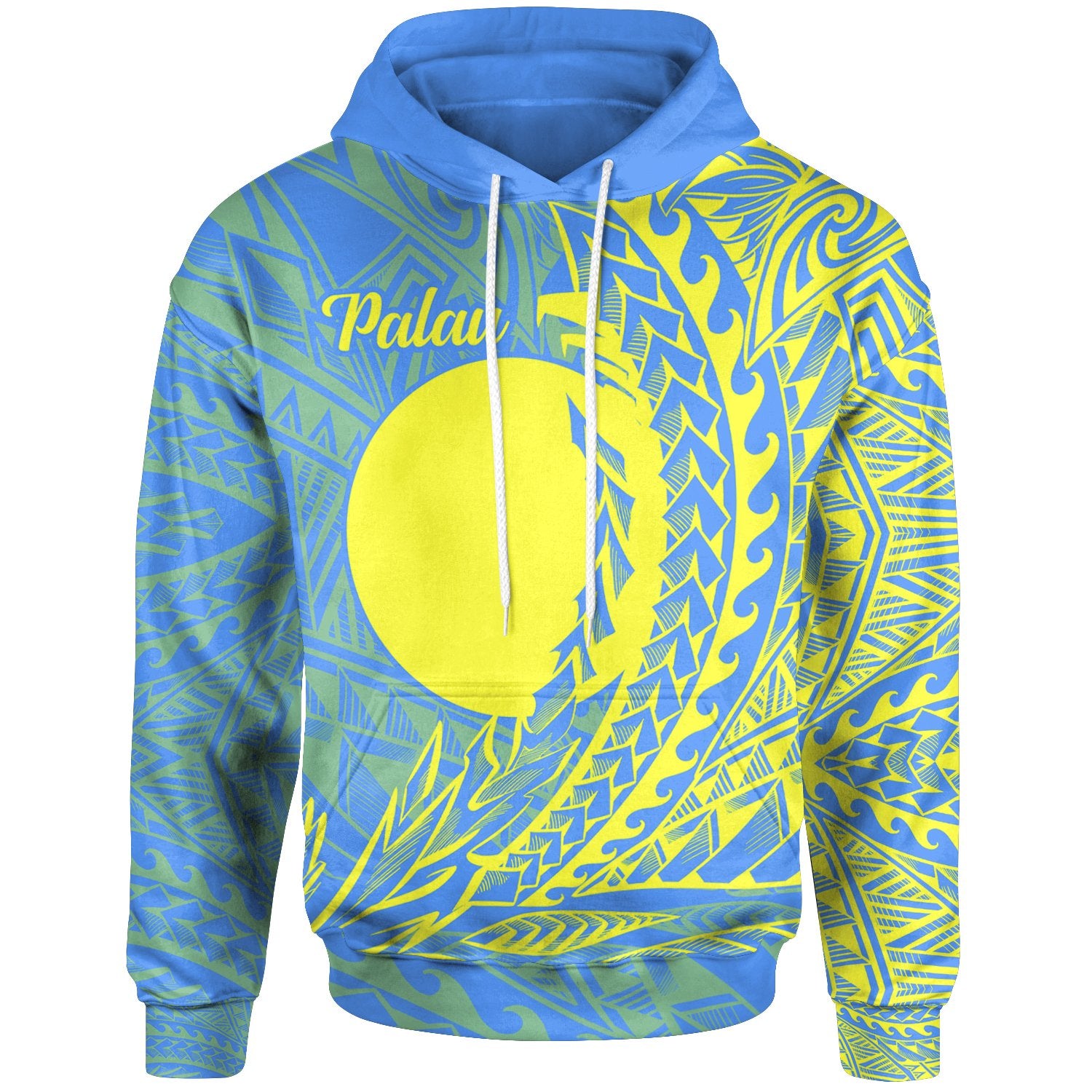 Palau Hoodie Wings Style Unisex Blue - Polynesian Pride