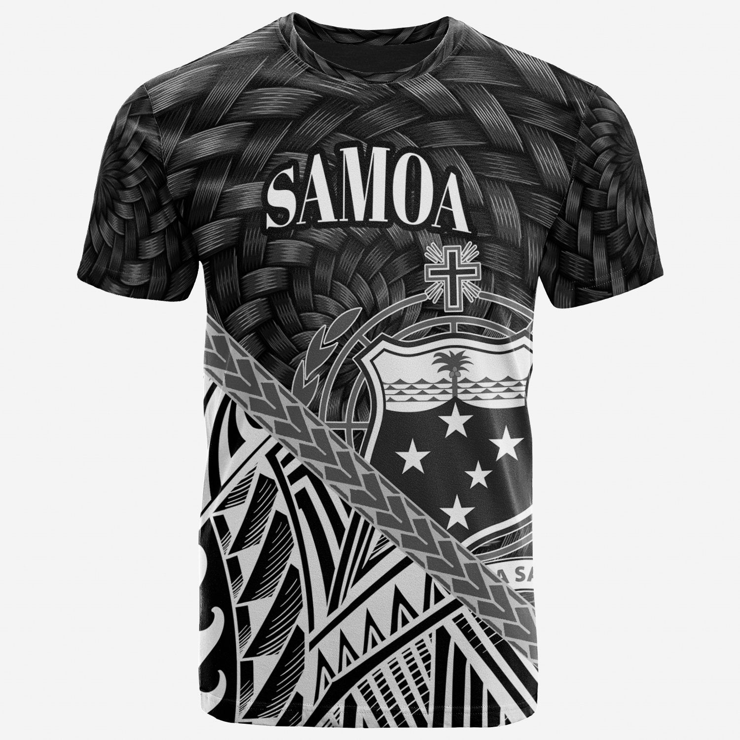 Samoa T Shirt White Polynesian Patterns With Bamboo Unisex Art - Polynesian Pride