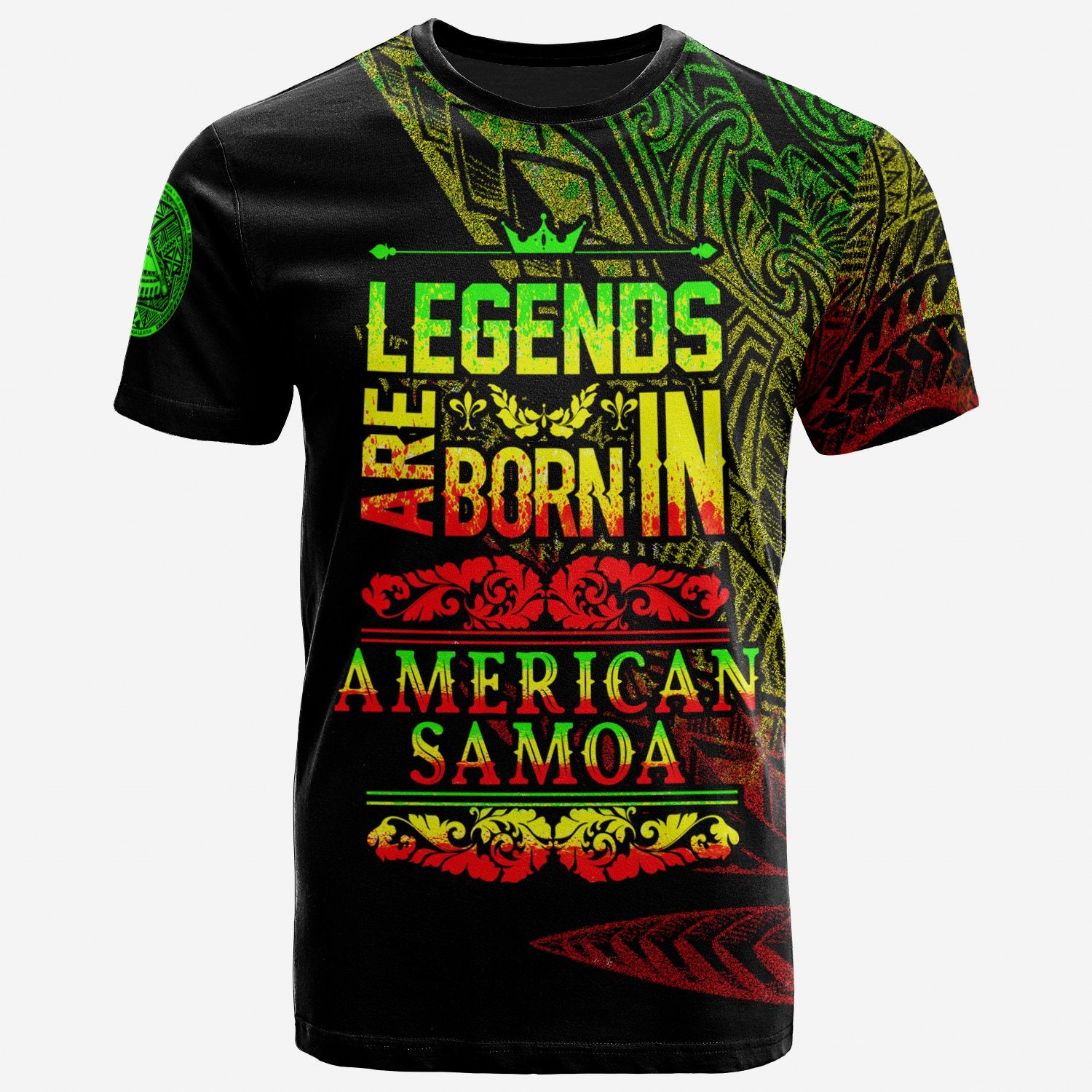 American Samoa T Shirt Legends Are Born In Reggae Color Unisex Black - Polynesian Pride