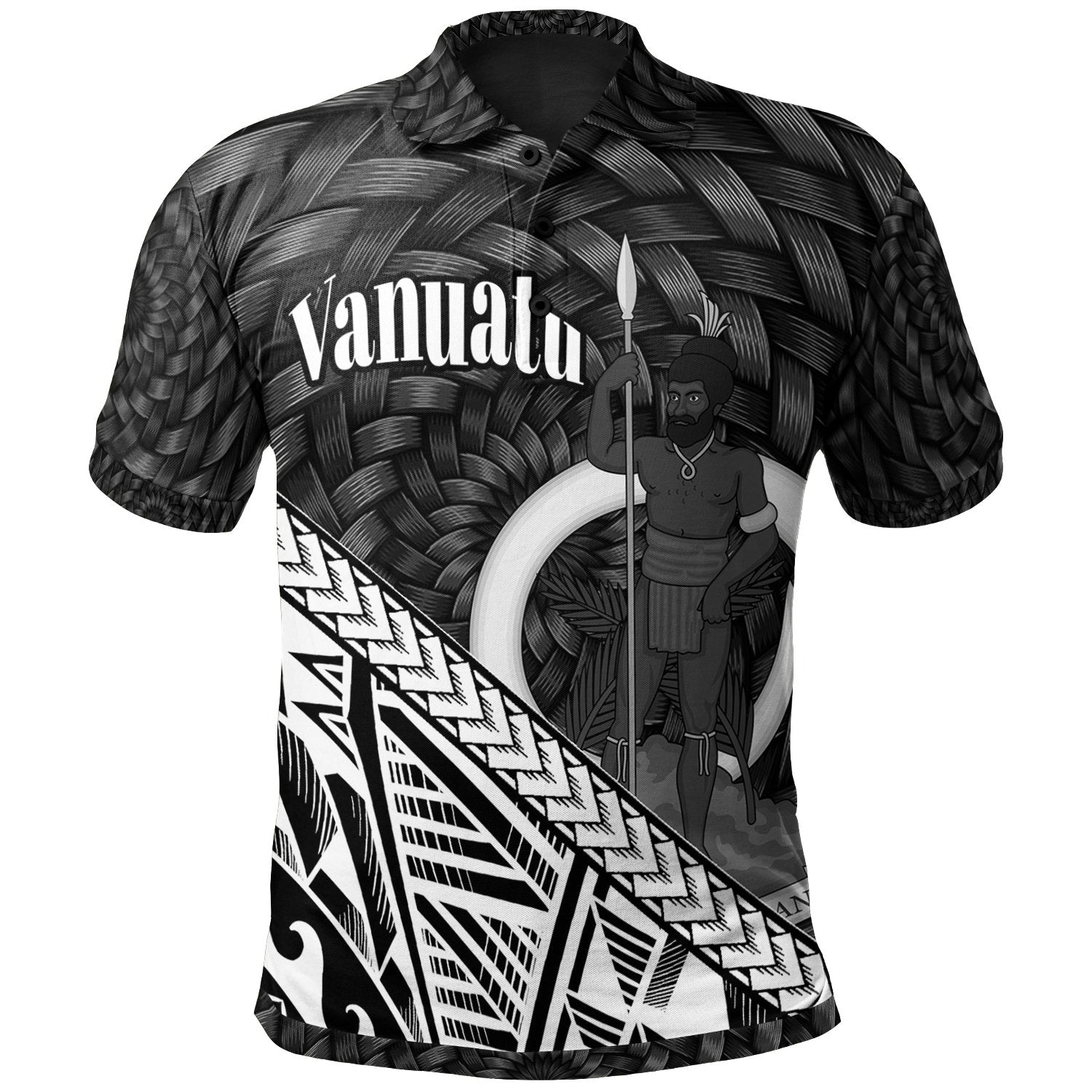 Vanuatu Polo Shirt Polynesian White Patterns With Bamboo Unisex White - Polynesian Pride