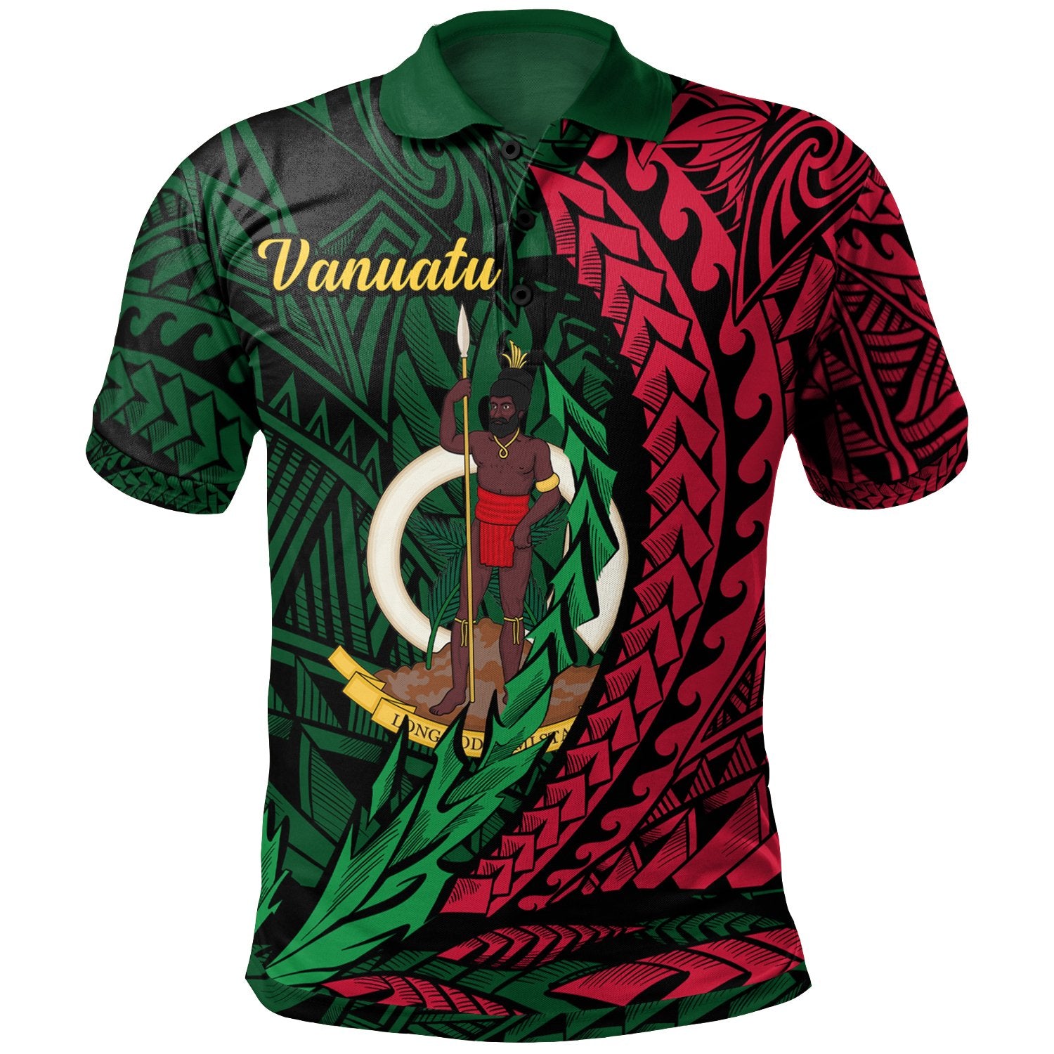 Vanuatu Polo Shirt Wings Style Unisex Black - Polynesian Pride