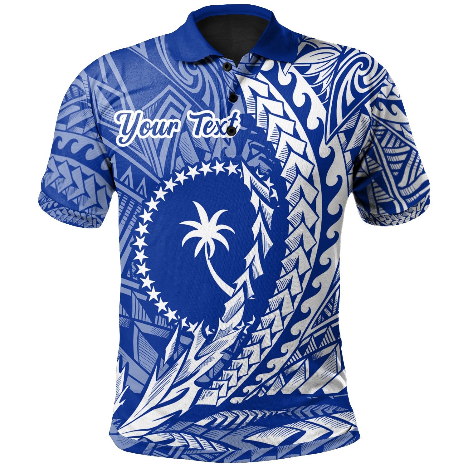 Chuuk State Polo Shirt Custom Wings Style Flag Color Unisex Blue - Polynesian Pride