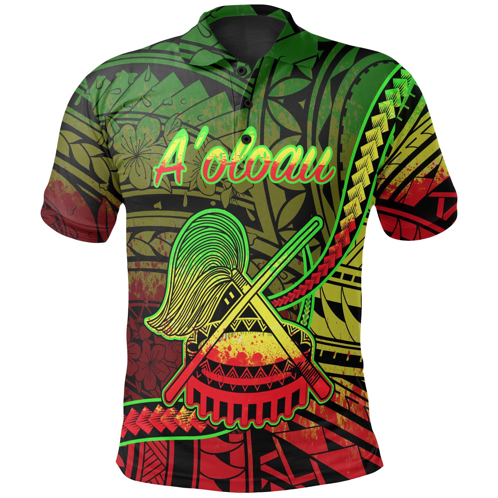 American Samoa Polo Shirt Aoloau Polynesian Reggae Patterns Unisex Black - Polynesian Pride