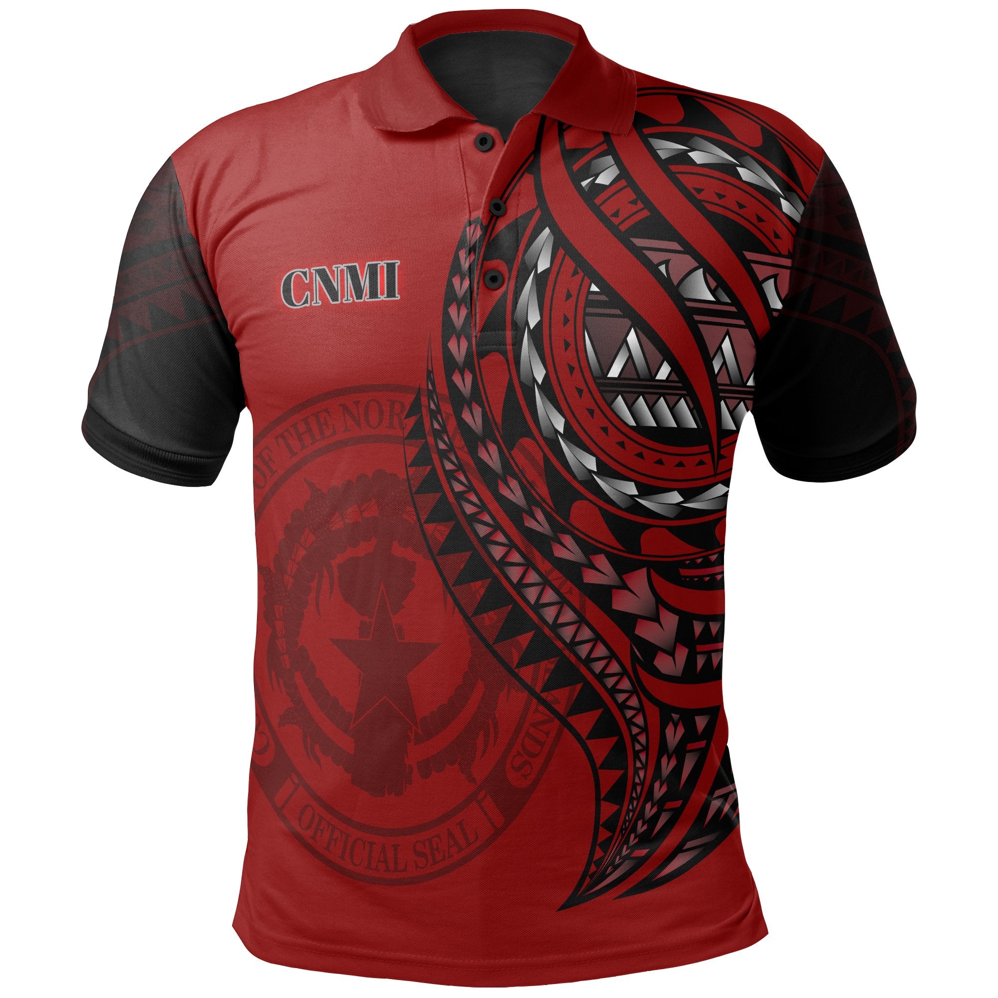 Northern Mariana Islands Polo Shirt Red Color Polynesian Patterns Best CNMI Ever Unisex Black - Polynesian Pride