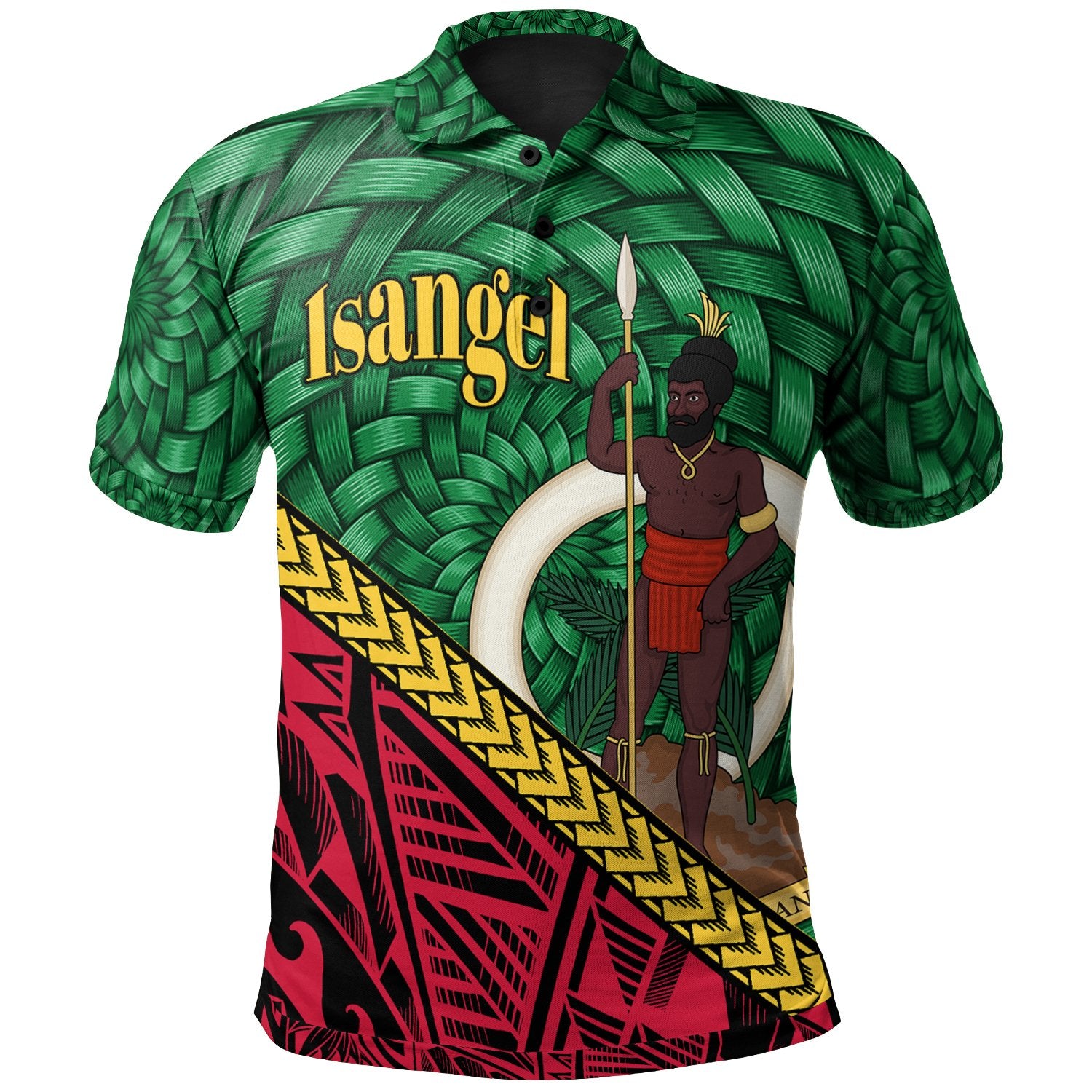 Vanuatu Polo Shirt Isangel Polynesian Patterns With Bamboo Unisex Green - Polynesian Pride