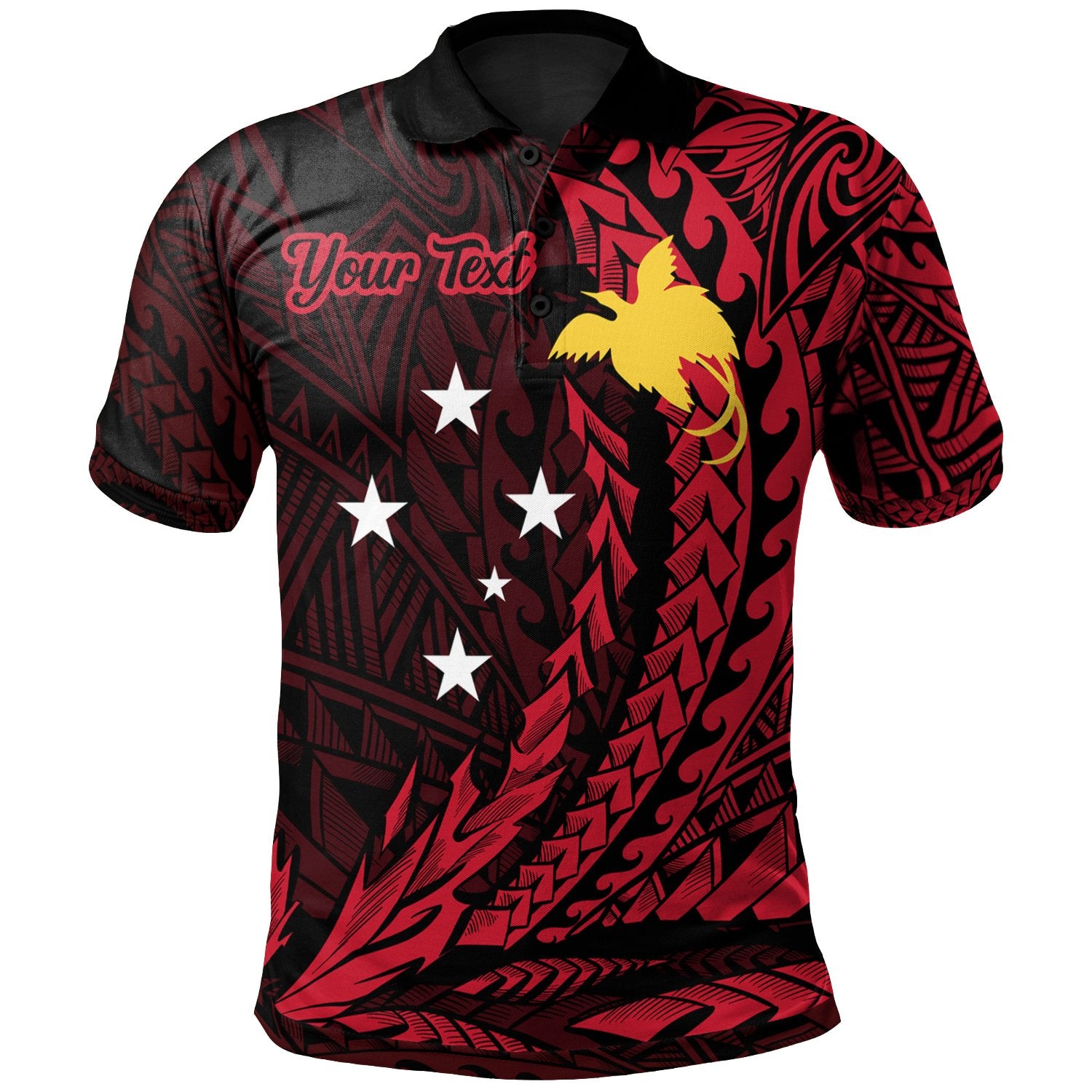 Papua New Guinea Polo Shirt Custom Wings Style Unisex Black - Polynesian Pride