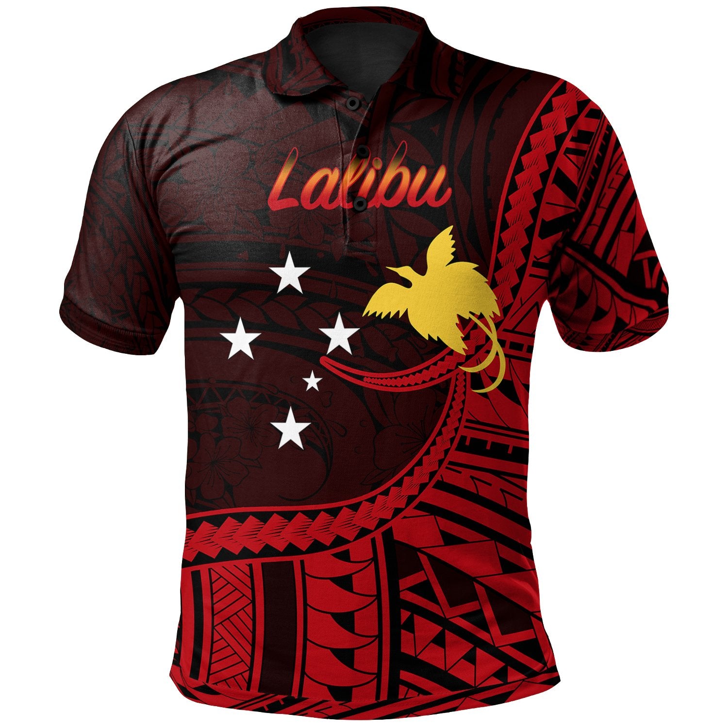 Papua New Guinea Polo Shirt Lalibu Polynesian Patterns Unisex Black - Polynesian Pride