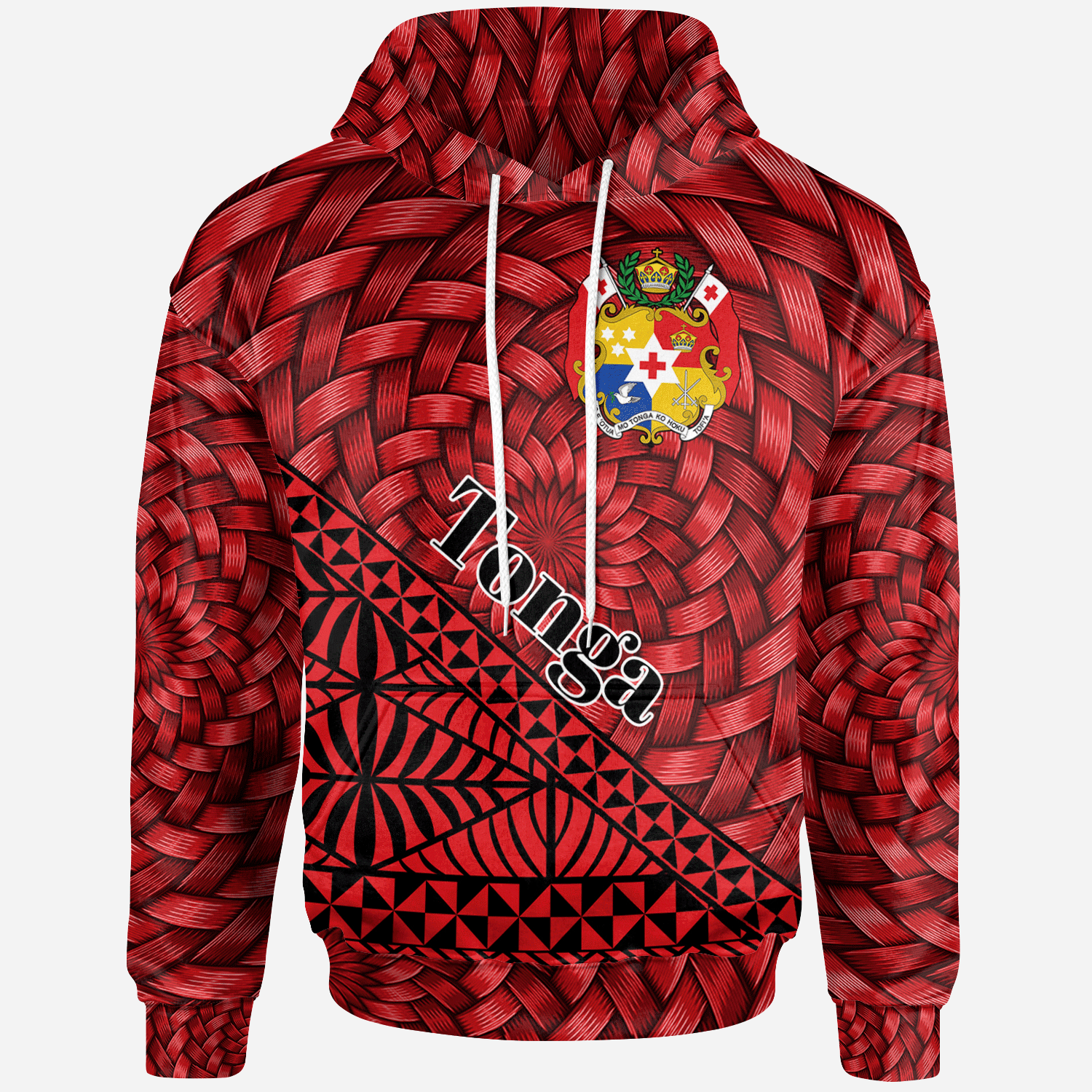 Tonga Hoodie Tapa Patterns With Bamboo Unisex Red - Polynesian Pride