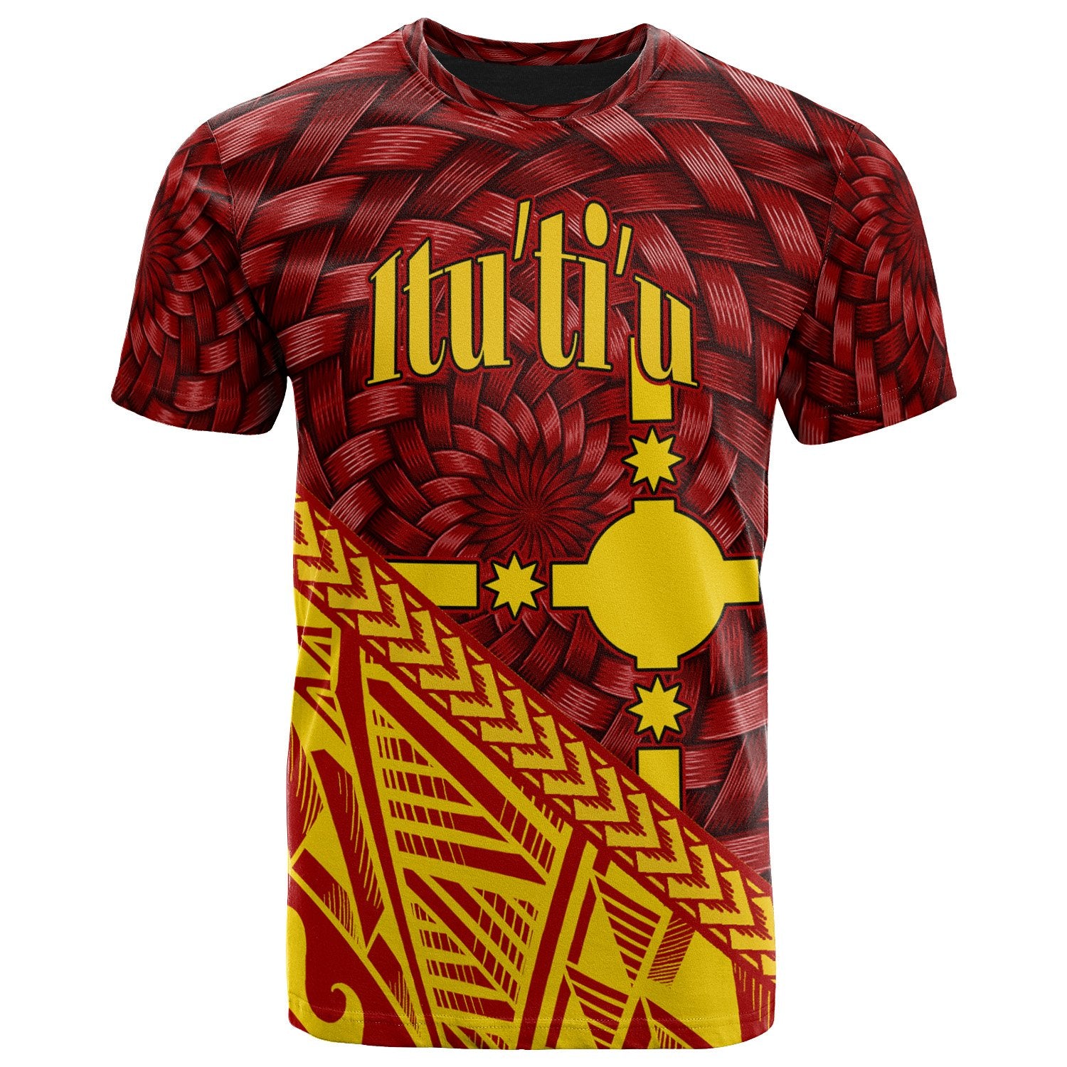 Rotuma T Shirt Itu ti u Tapa Patterns With Bamboo Red - Polynesian Pride