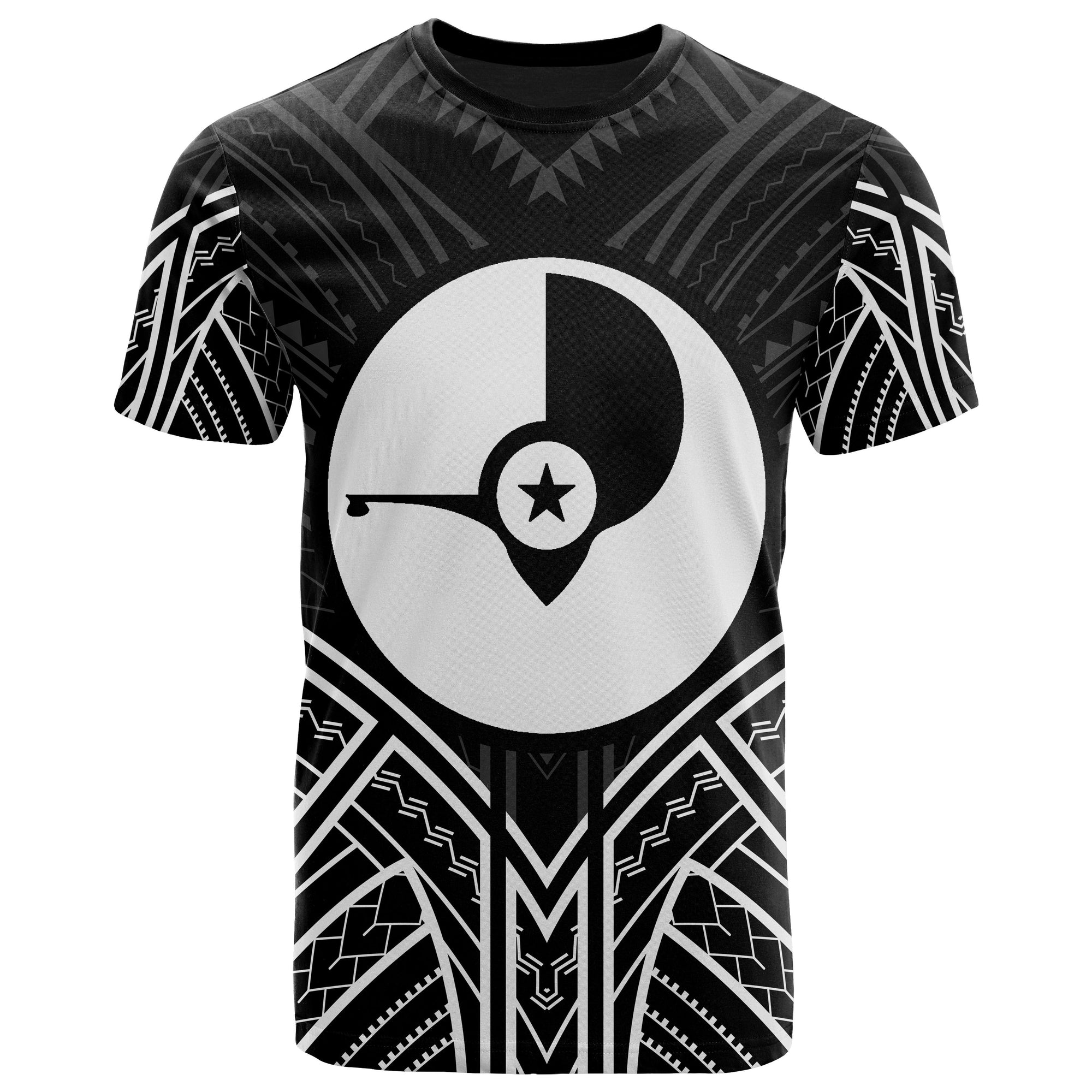 Yap State T Shirt Yap State Seal Tribal Black Color Patterns Unisex Black - Polynesian Pride