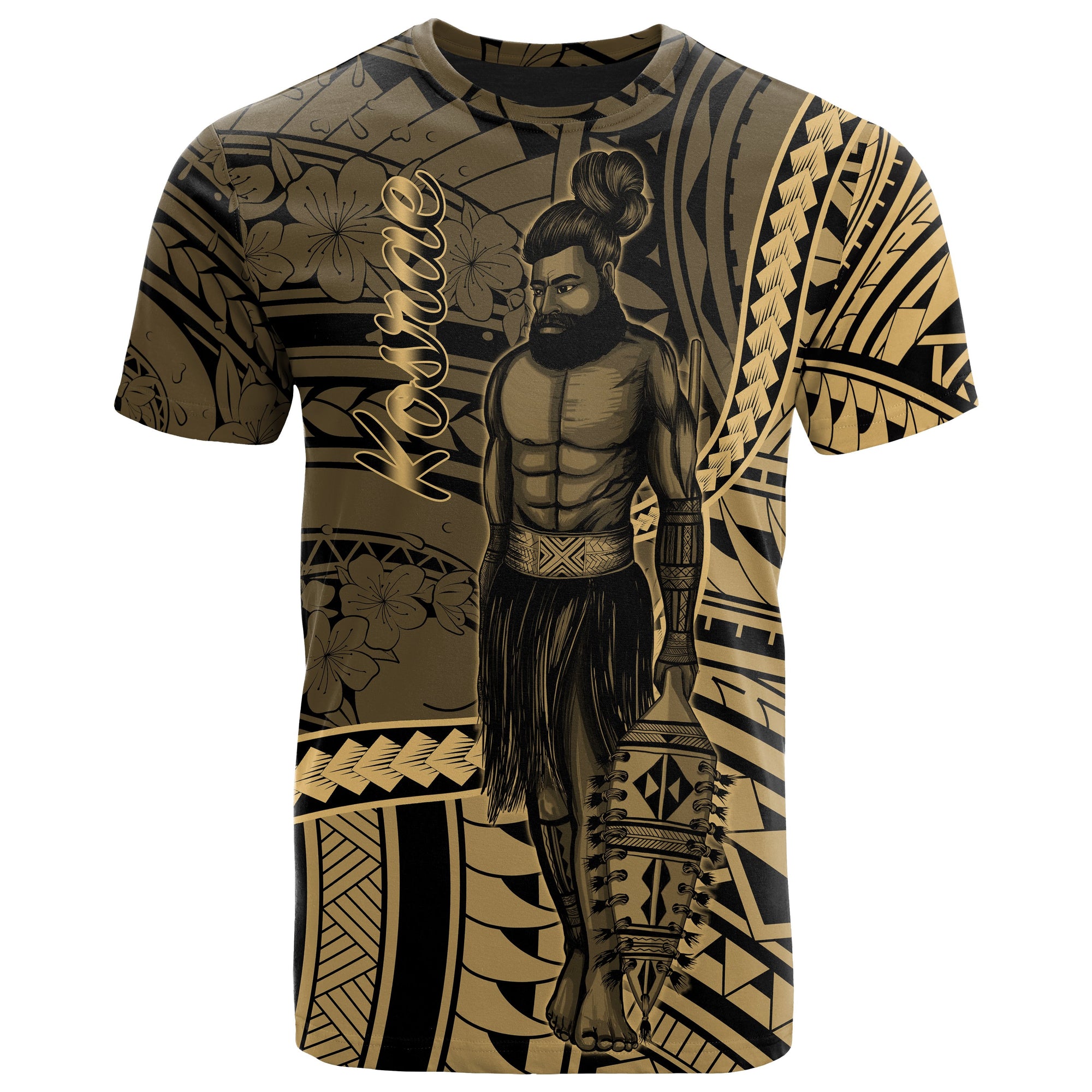 Kosrae State T Shirt Seal Of Kosrae State Polynesian Gold Patterns Unisex Black - Polynesian Pride