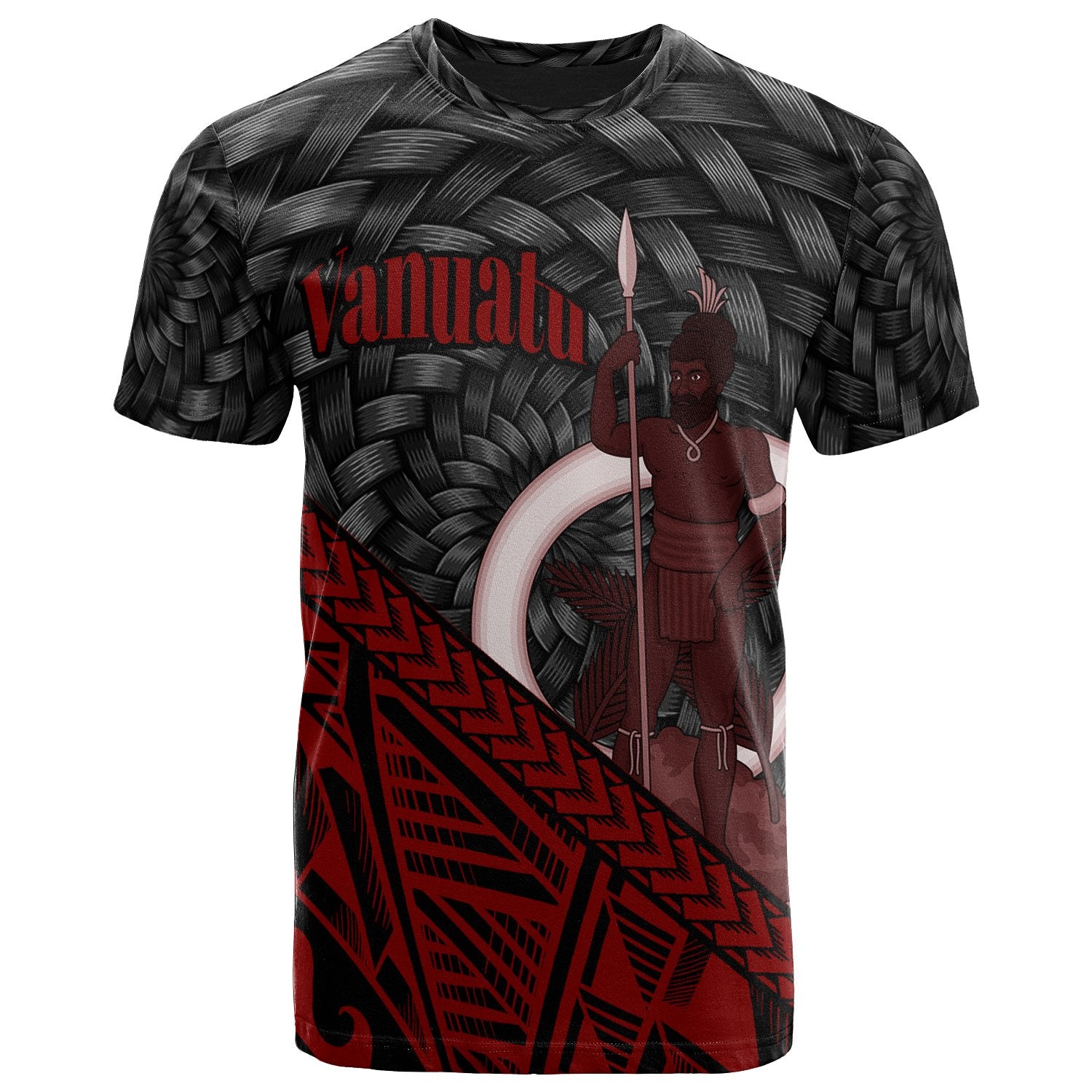 Vanuatu T Shirt Red Polynesian Patterns With Bamboo Unisex Red - Polynesian Pride