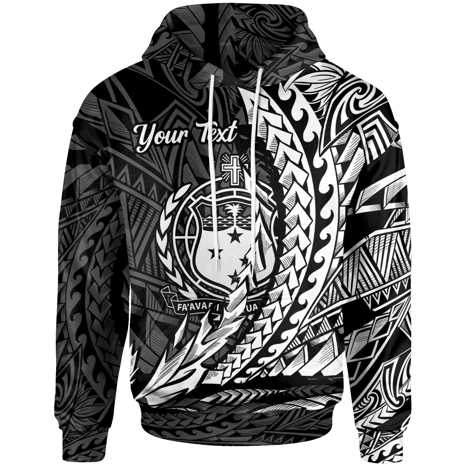 Samoa Hoodie Custom White Wings Style Unisex Black - Polynesian Pride