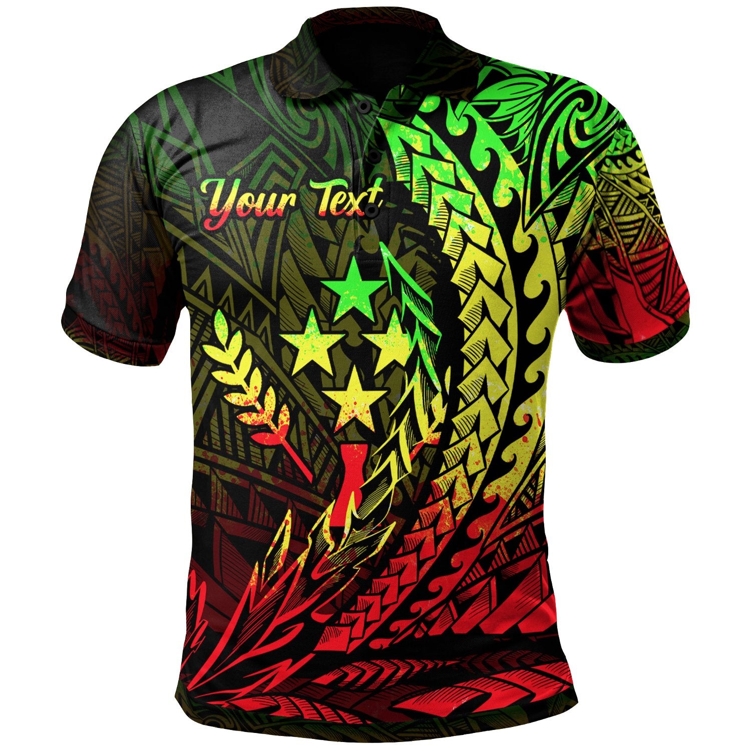 Kosrae State Polo Shirt Reggae Custom Wings Style Unisex Black - Polynesian Pride