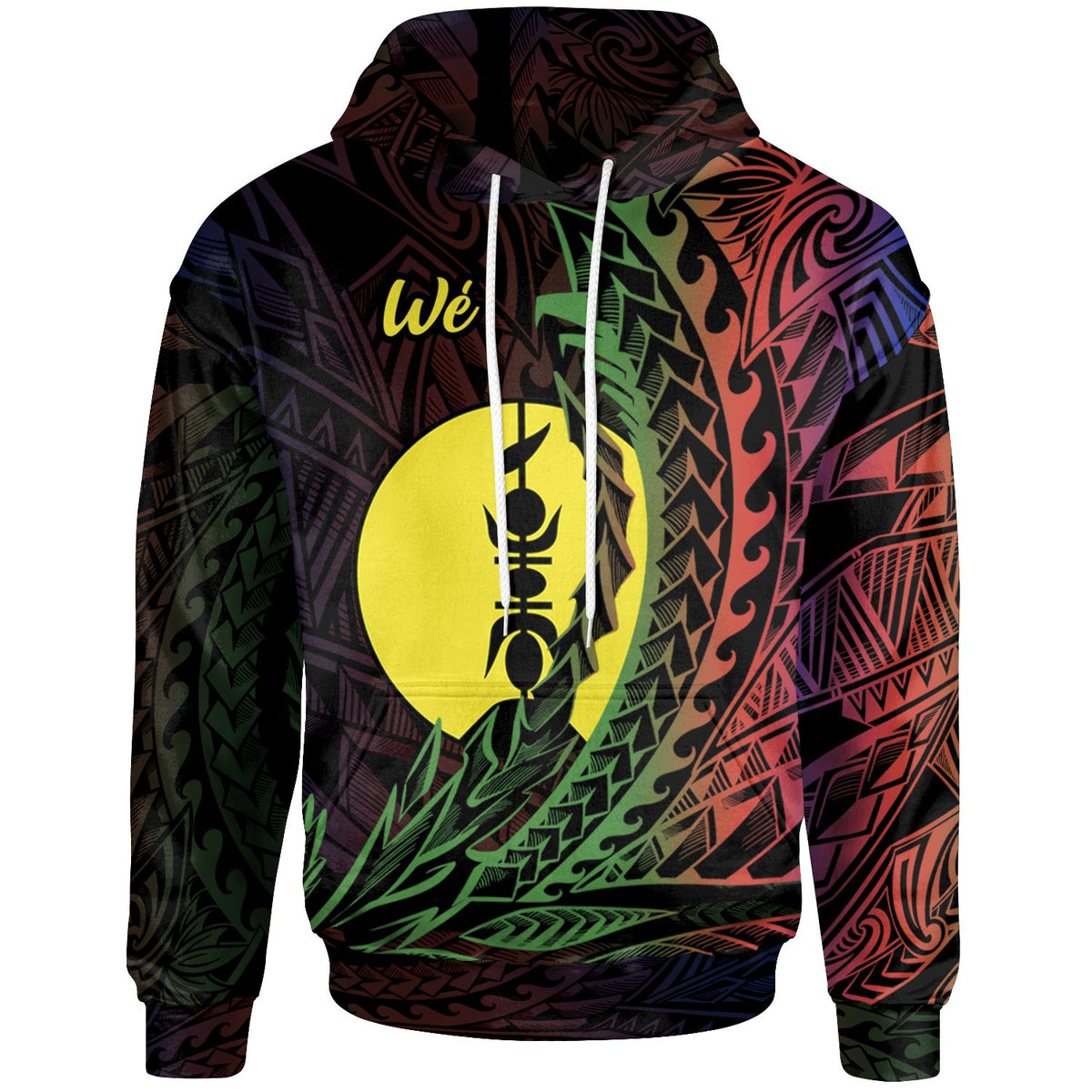 New Caledonia Hoodie We Wings Style Flag Color Unisex Black - Polynesian Pride