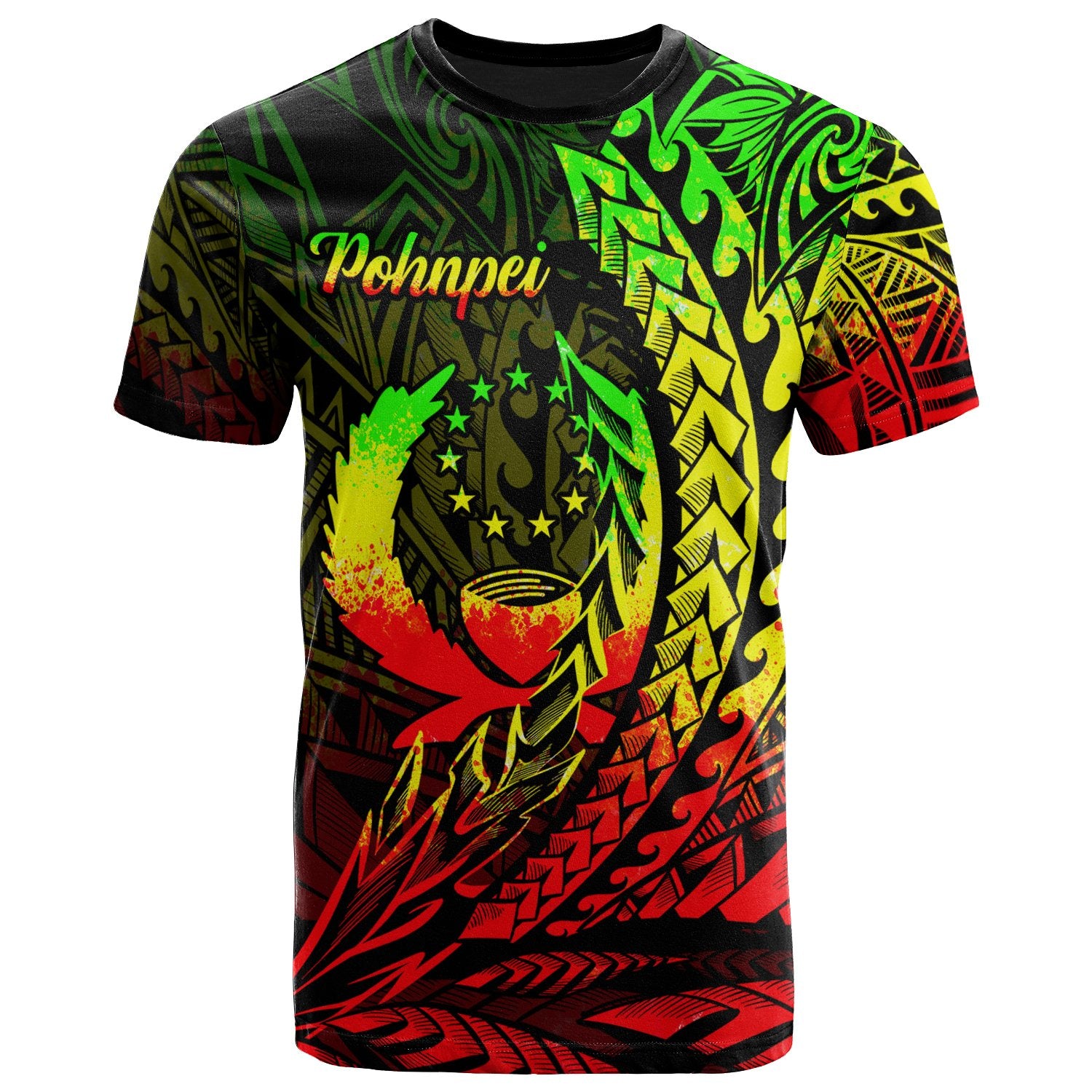 Pohnpei State T Shirt Reggae Wings Style Unisex Black - Polynesian Pride