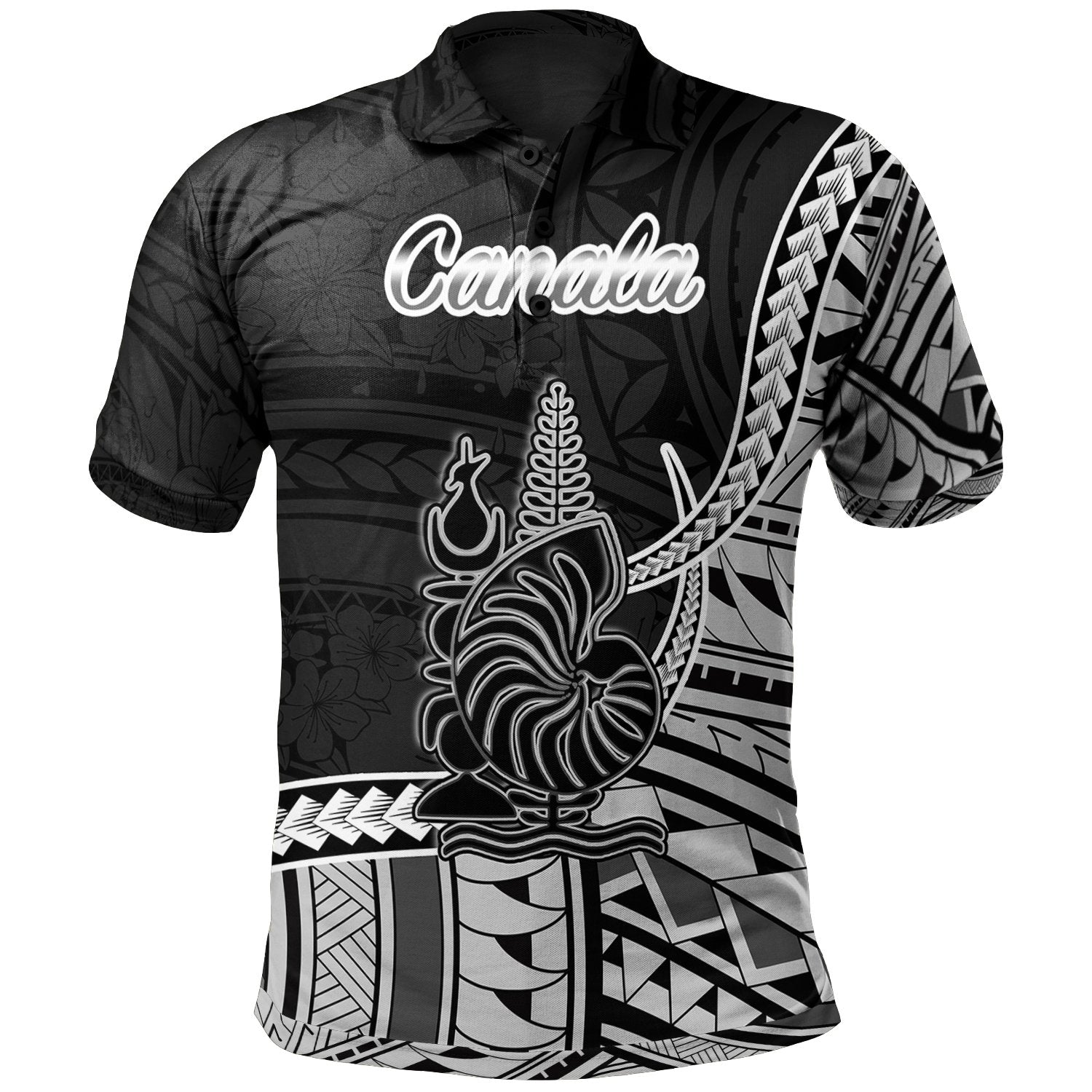 New Caledonia Islands Polo Shirt Canala Seal Of Kanaky Polynesian Patterns Unisex Black - Polynesian Pride