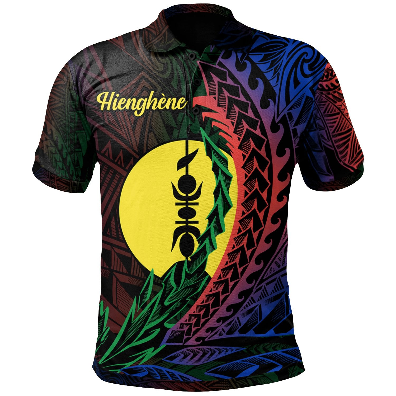 New Caledonia Polo Shirt Hienghene Wings Style Flag Color Unisex Black - Polynesian Pride