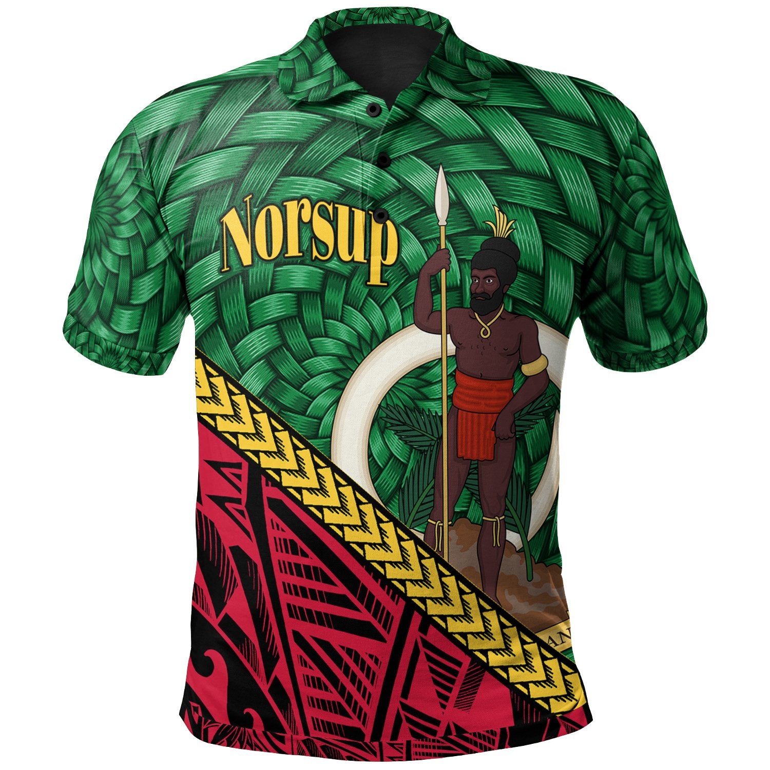 Vanuatu Polo Shirt Norsup Polynesian Patterns With Bamboo Unisex Green - Polynesian Pride