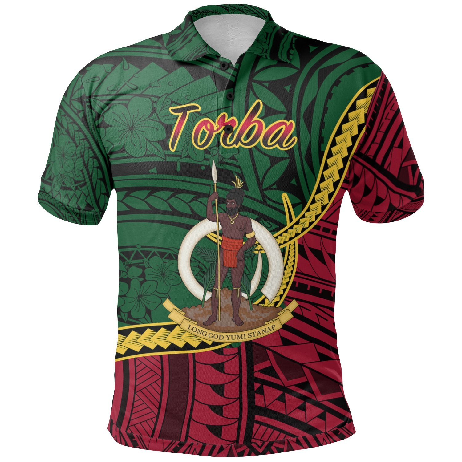 Vanuatu Polo Shirt Torba Seal Of Vanuatu Polynesian Patterns Unisex Green - Polynesian Pride