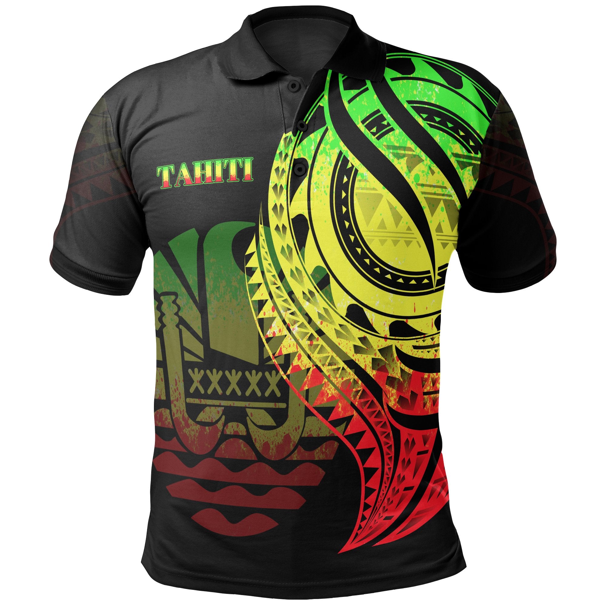 Tahiti Polo Shirt Reggae Color Polynesian Patterns Best Tahiti Ever Unisex Black - Polynesian Pride