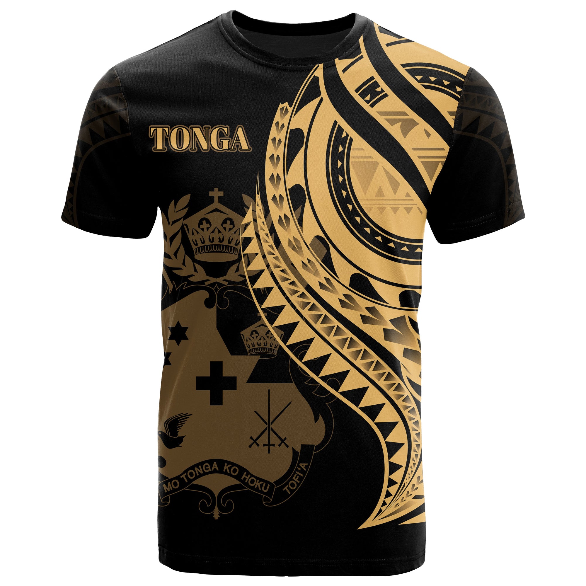 Tonga T Shirt Gold Color Polynesian Patterns Best Tonga Ever Unisex Black - Polynesian Pride