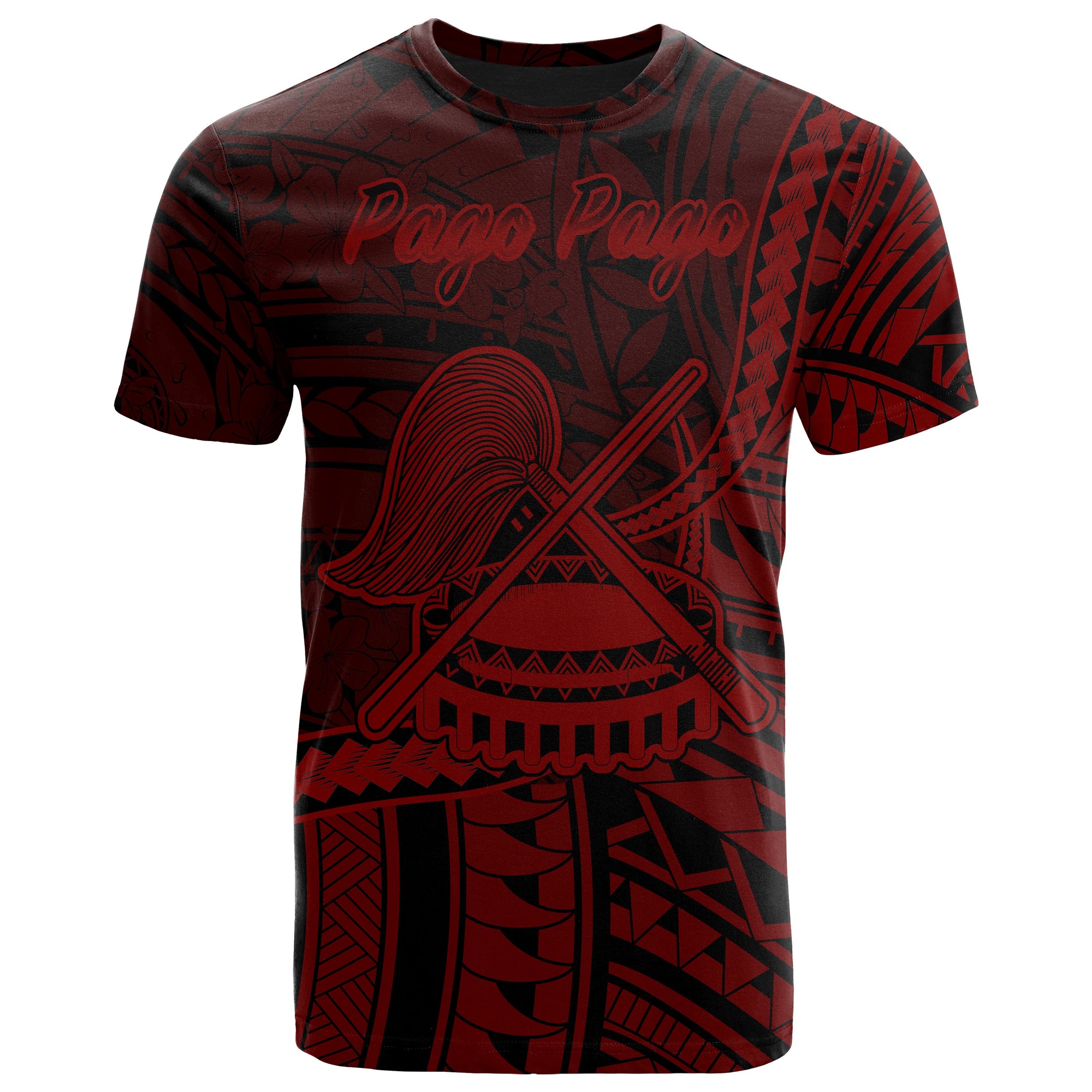 American Samoa T Shirt Pago Pago Polynesian Red Patterns Unisex Black - Polynesian Pride