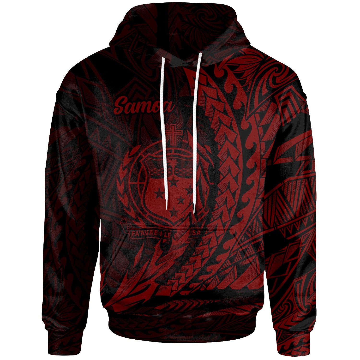 Samoa Hoodie Red Wings Style Unisex Black - Polynesian Pride