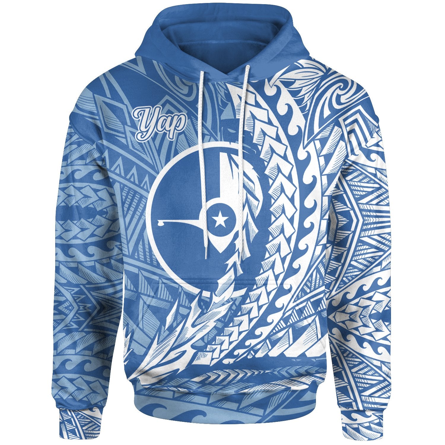 Yap State Hoodie Wings Style Flag Color Unisex Blue - Polynesian Pride