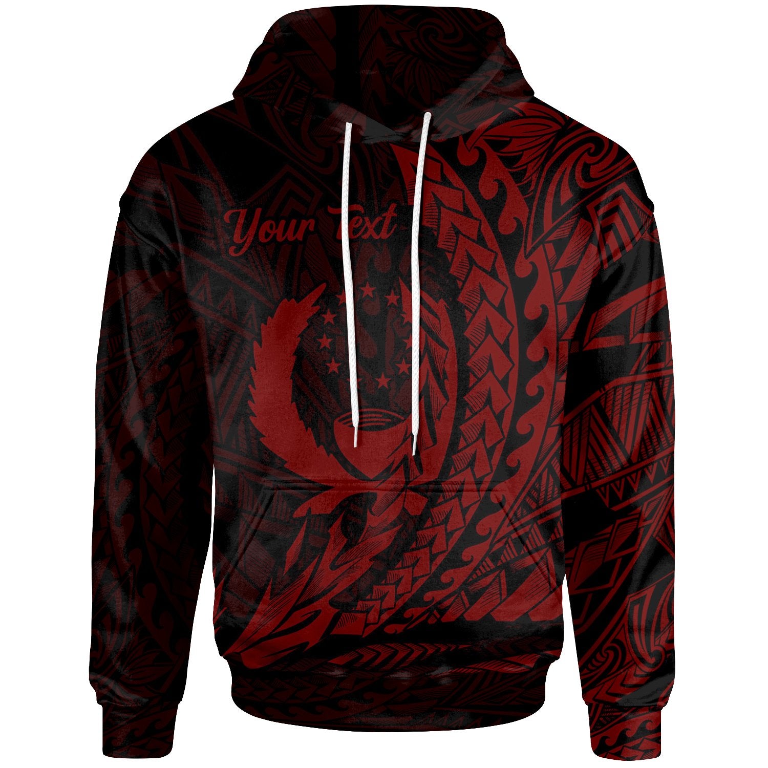 Pohnpei State Hoodie Red Custom Wings Style Unisex Black - Polynesian Pride