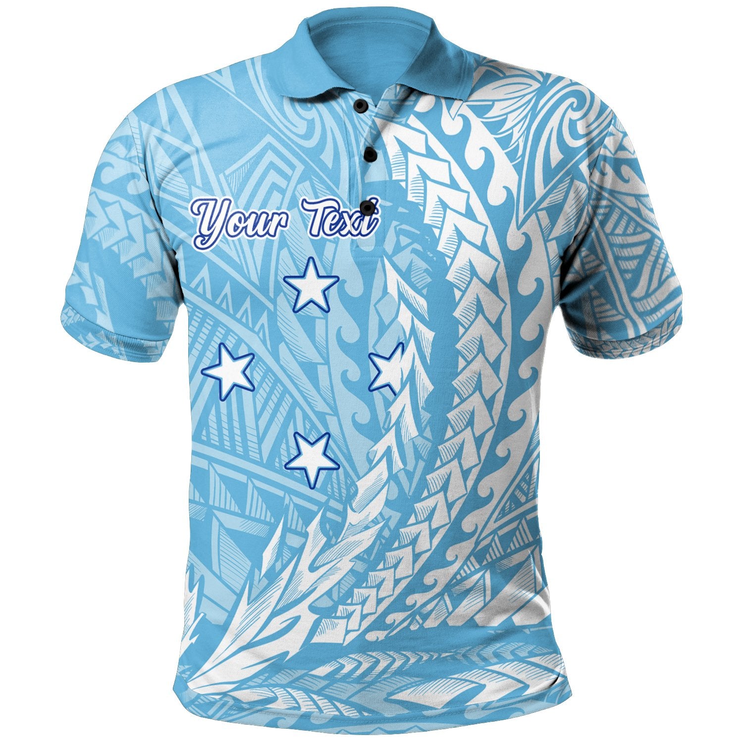 Federated States of Micronesia Polo Shirt Custom Wings Style Flag Color Unisex Blue - Polynesian Pride