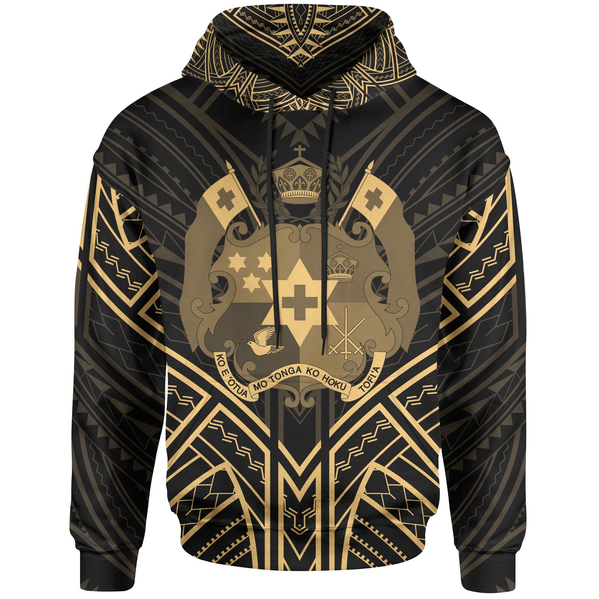 Tonga Hoodie Tonga Seal Gold Tribal Patterns Unisex Black - Polynesian Pride