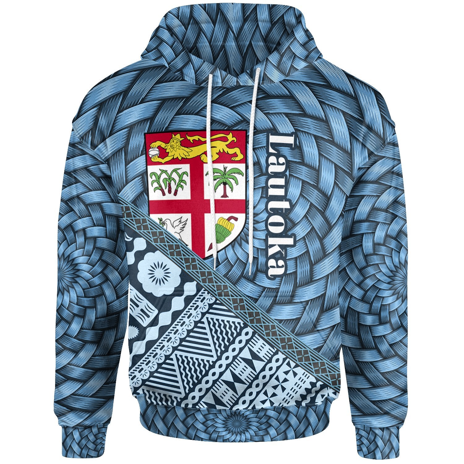 Fiji Hoodie Lautoka Tapa Patterns With Bamboo Unisex Blue - Polynesian Pride