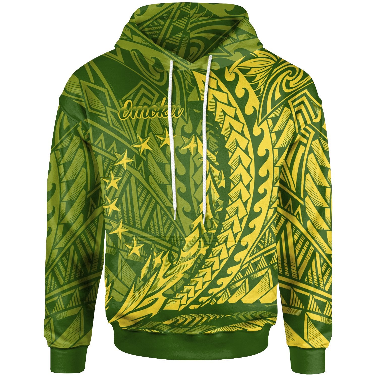 Cook Islands Hoodie Omoka Wings Style Unisex Green - Polynesian Pride