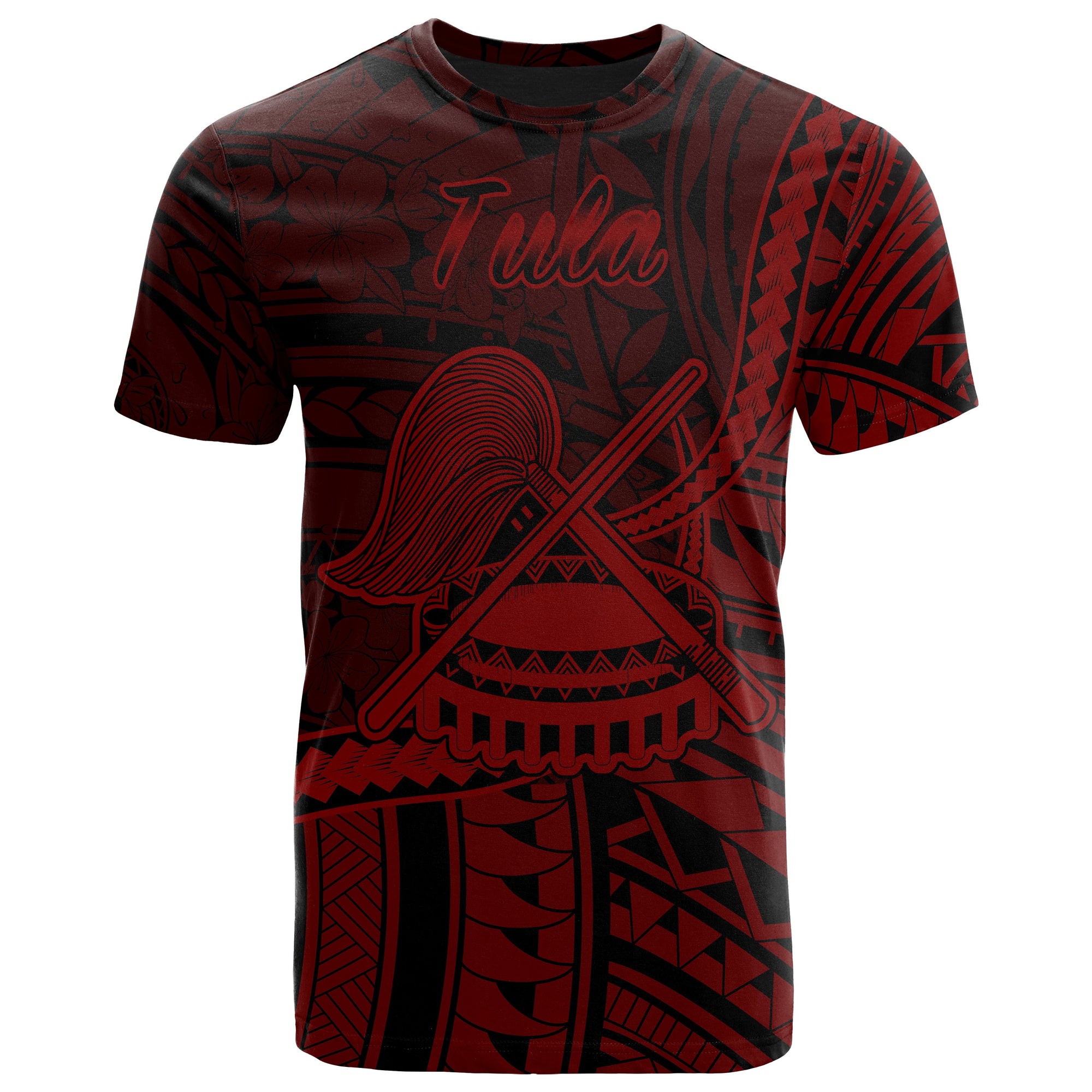 American Samoa T Shirt Tula Polynesian Red Patterns Unisex Black - Polynesian Pride