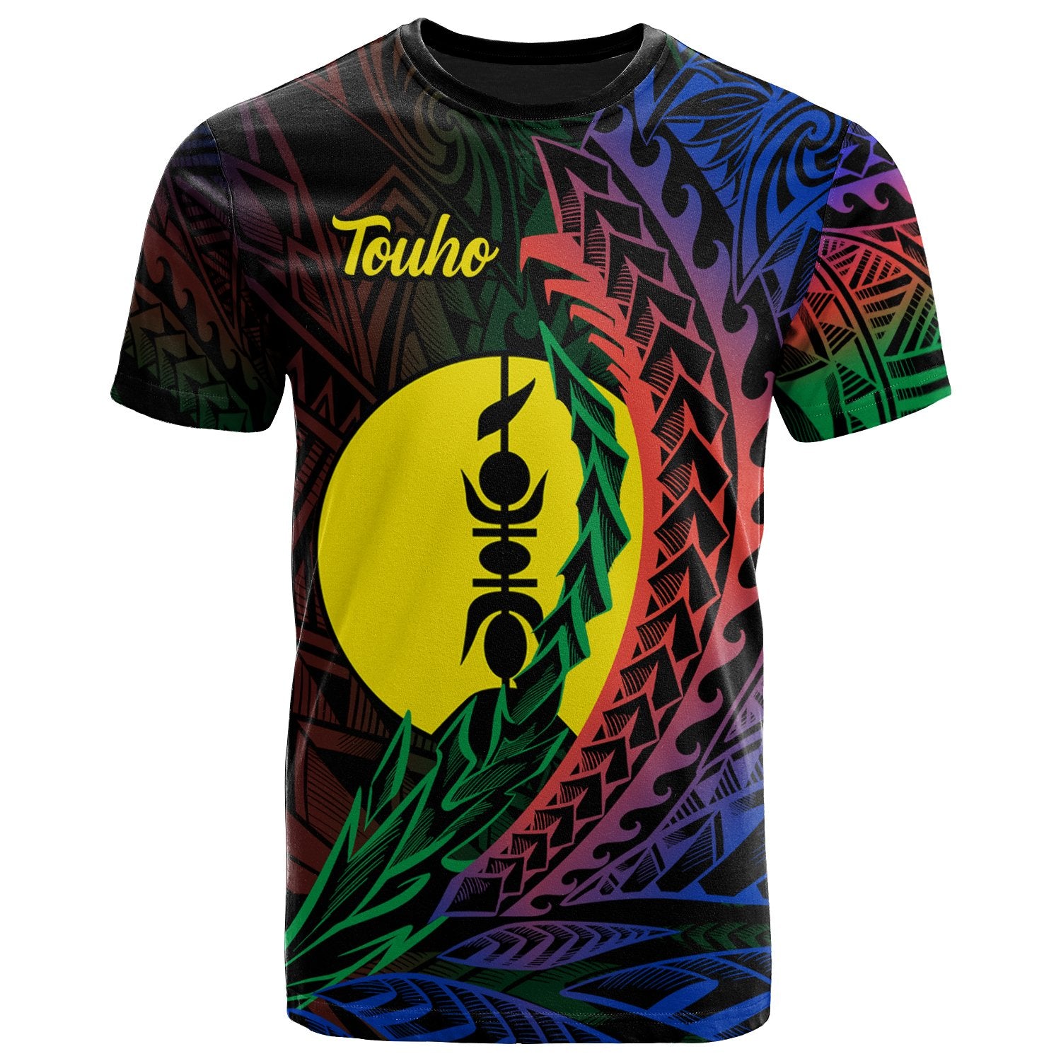 New Caledonia T Shirt Touho Wings Style Flag Color Unisex Black - Polynesian Pride