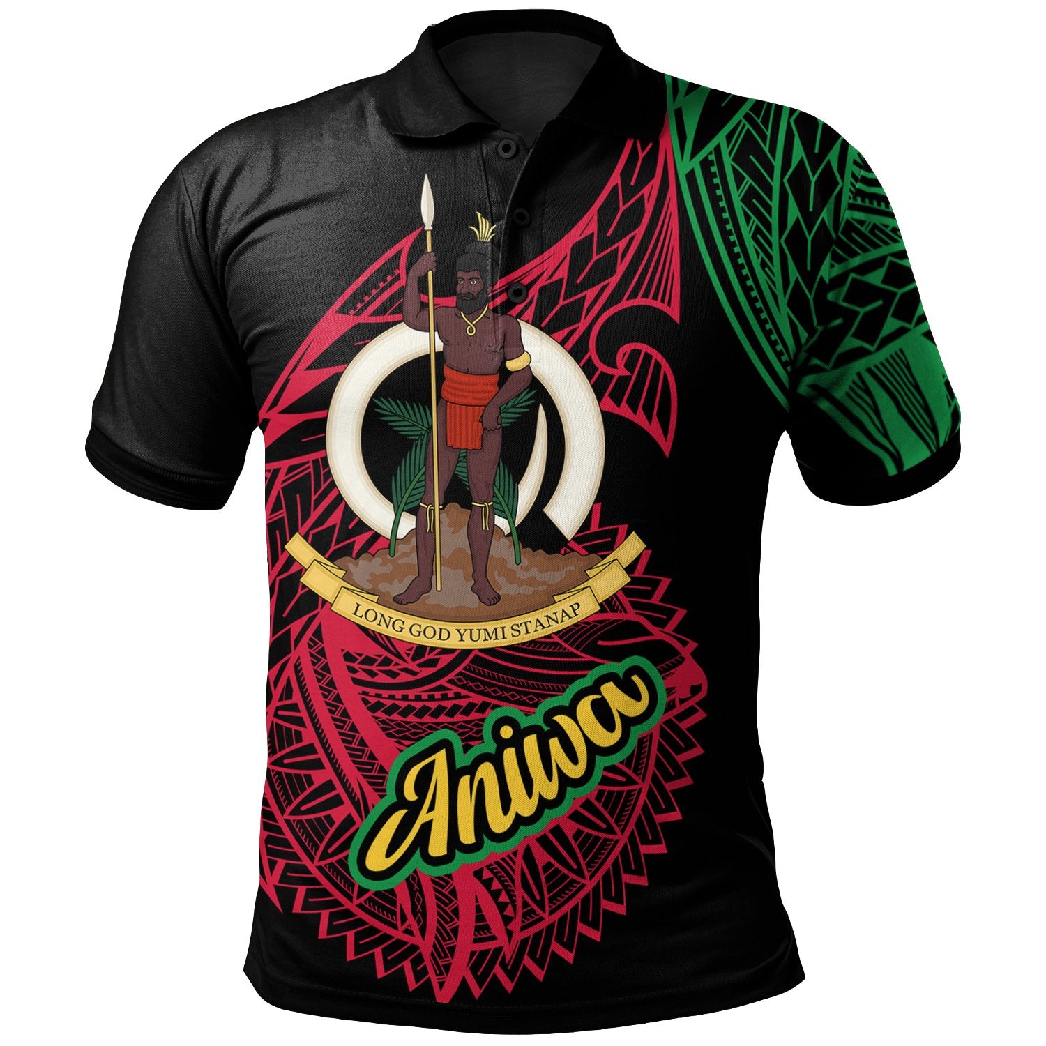 Vanuatu Polo Shirt Aniwa Seal Of Vanuatu Special Style Unisex Black - Polynesian Pride