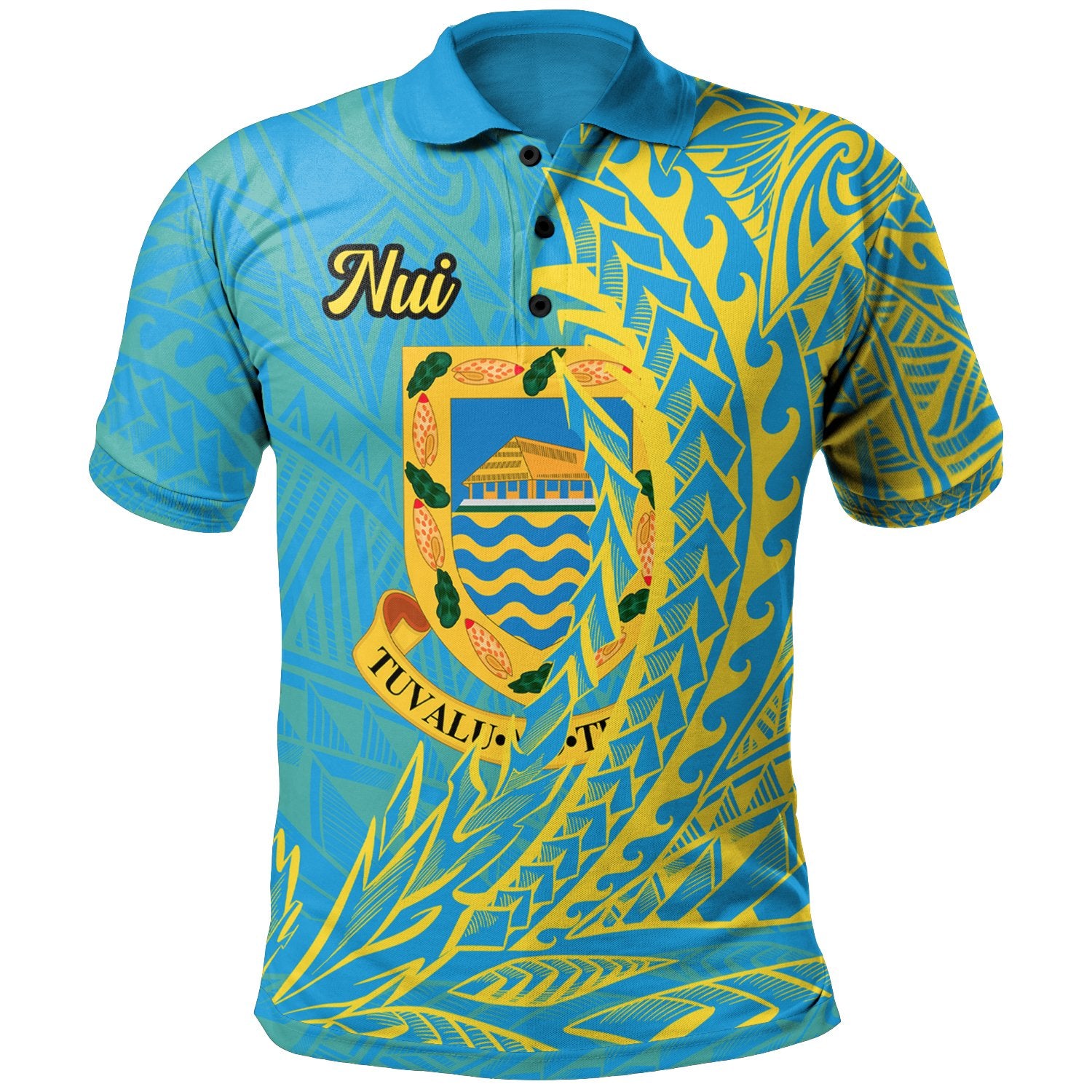 Tuvalu Polo Shirt Nui Wings Style Unisex Blue - Polynesian Pride