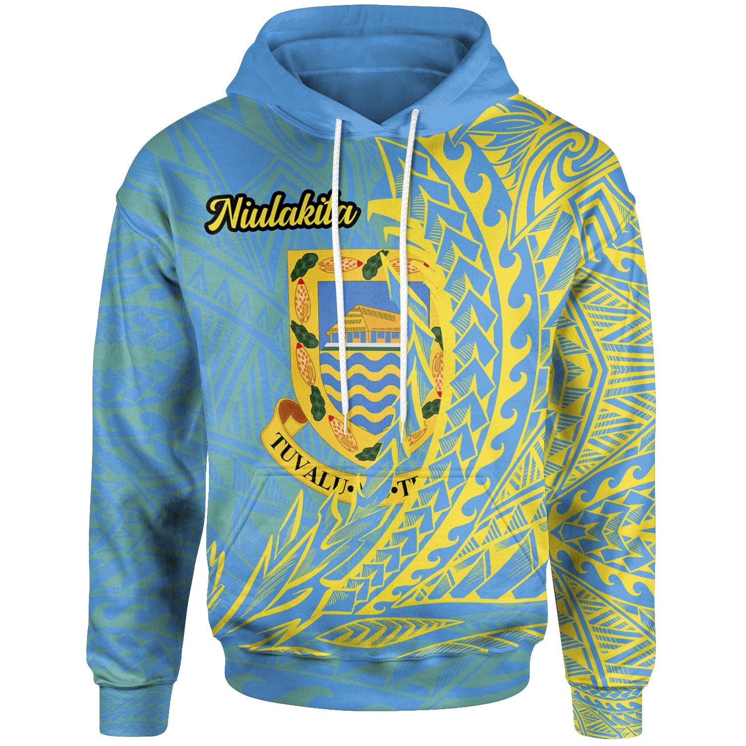 Tuvalu Hoodie Niulakita Wings Style Unisex Blue - Polynesian Pride