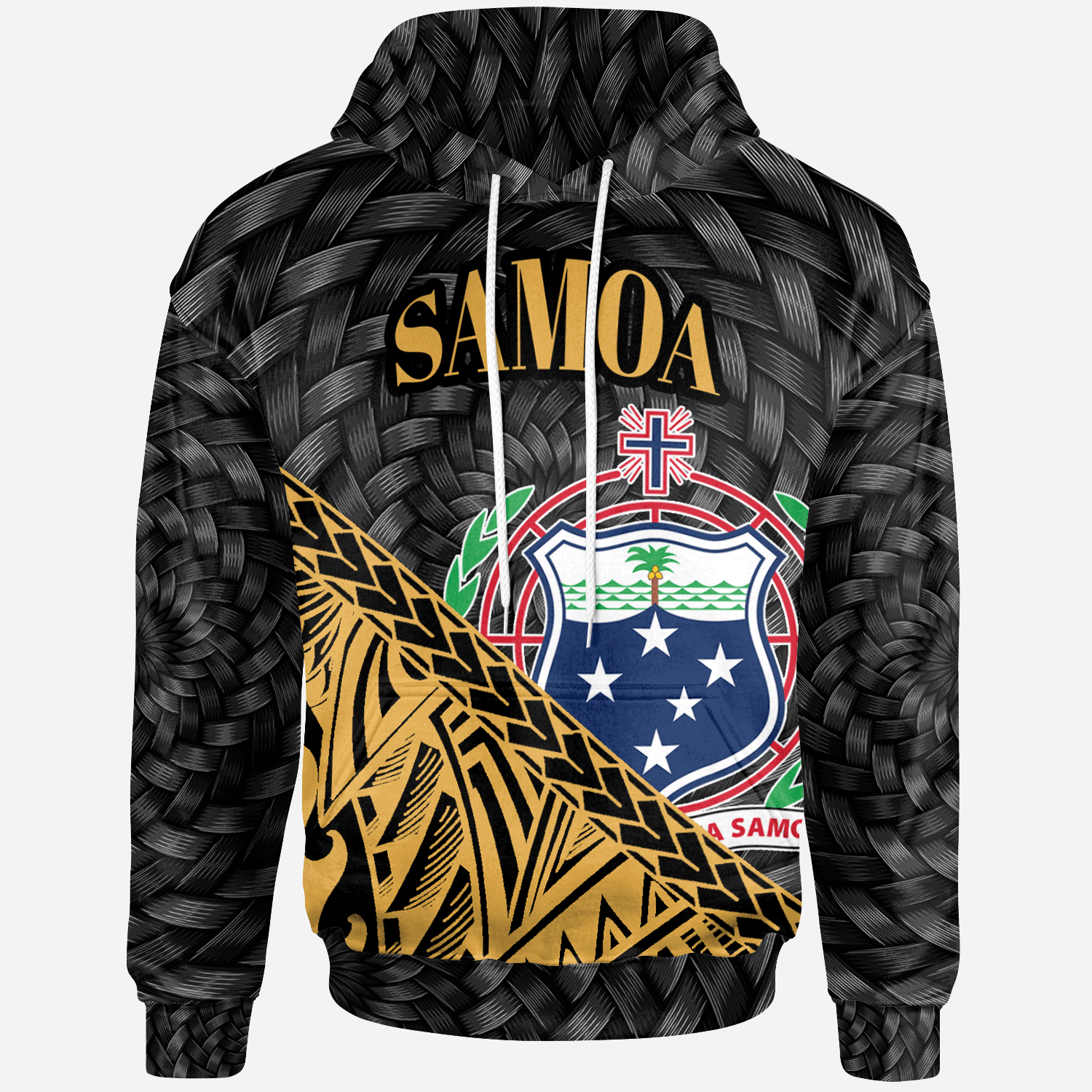 Samoa Zip Hoodie Gold Polynesian Patterns With Bamboo Unisex Gold - Polynesian Pride