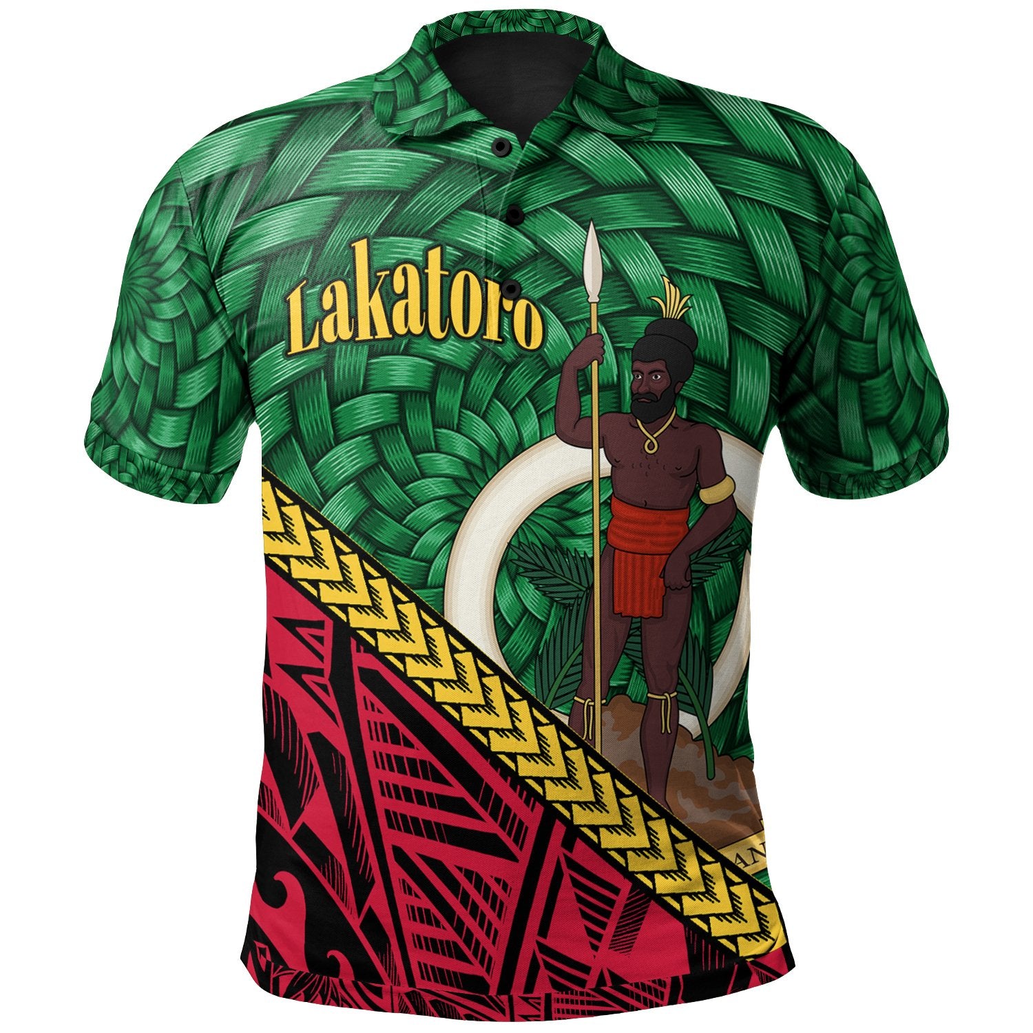 Vanuatu Polo Shirt Lakatoro Polynesian Patterns With Bamboo Unisex Green - Polynesian Pride